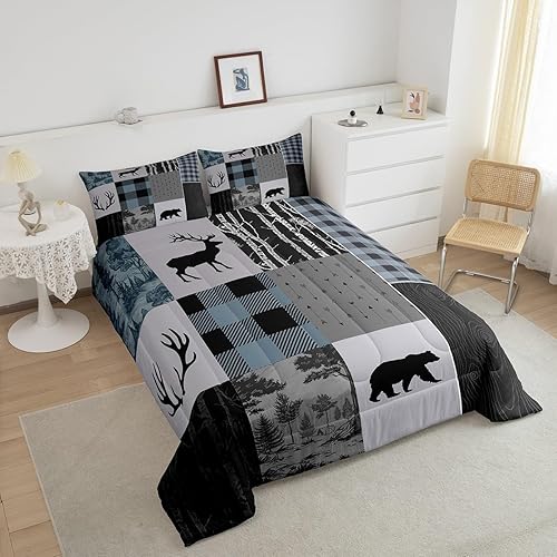 Miniatura 39 de Castle Fairy Juego de edredón de ciervos con cuernos de ciervo, juego de ropa de cama tamaño individual, juego de ropa de cama de caza con flechas
