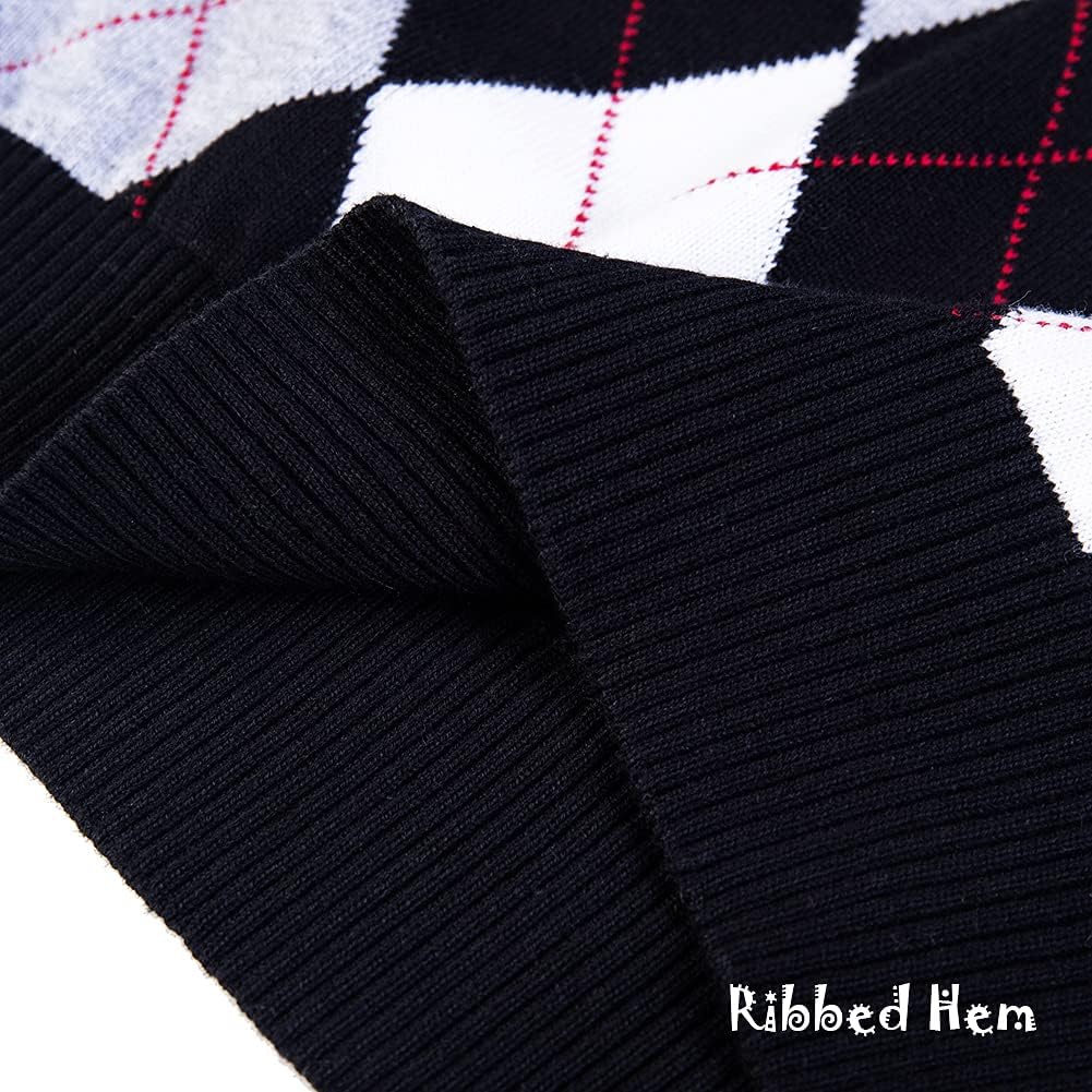 BOBOYOYO Boys Argyle Sweater 100% Cotton Cable Knit Boys Uniform Sweater V-Neck Christmas Kids Pullover for Children 5-14 Y - Image 5