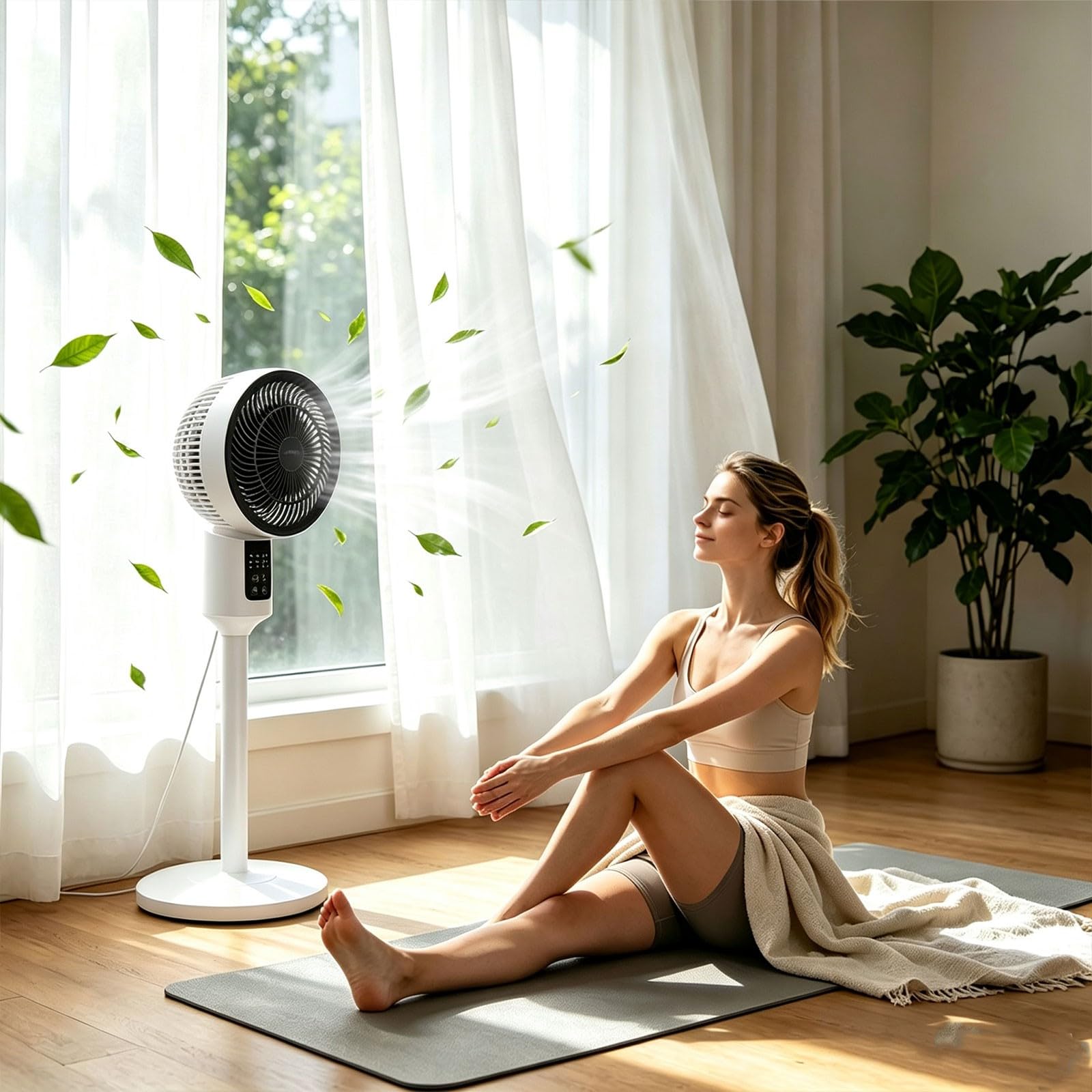 Tragbarer Stand-USB-Ventilator, höhenverstellbar, leise Luftzirkulation, für Zuhause, Schlafzimmer, Schreibtisch, Arbeitsplatz, mit oszillierendem Kopf, mehrere Geschwindigkeitsstufen