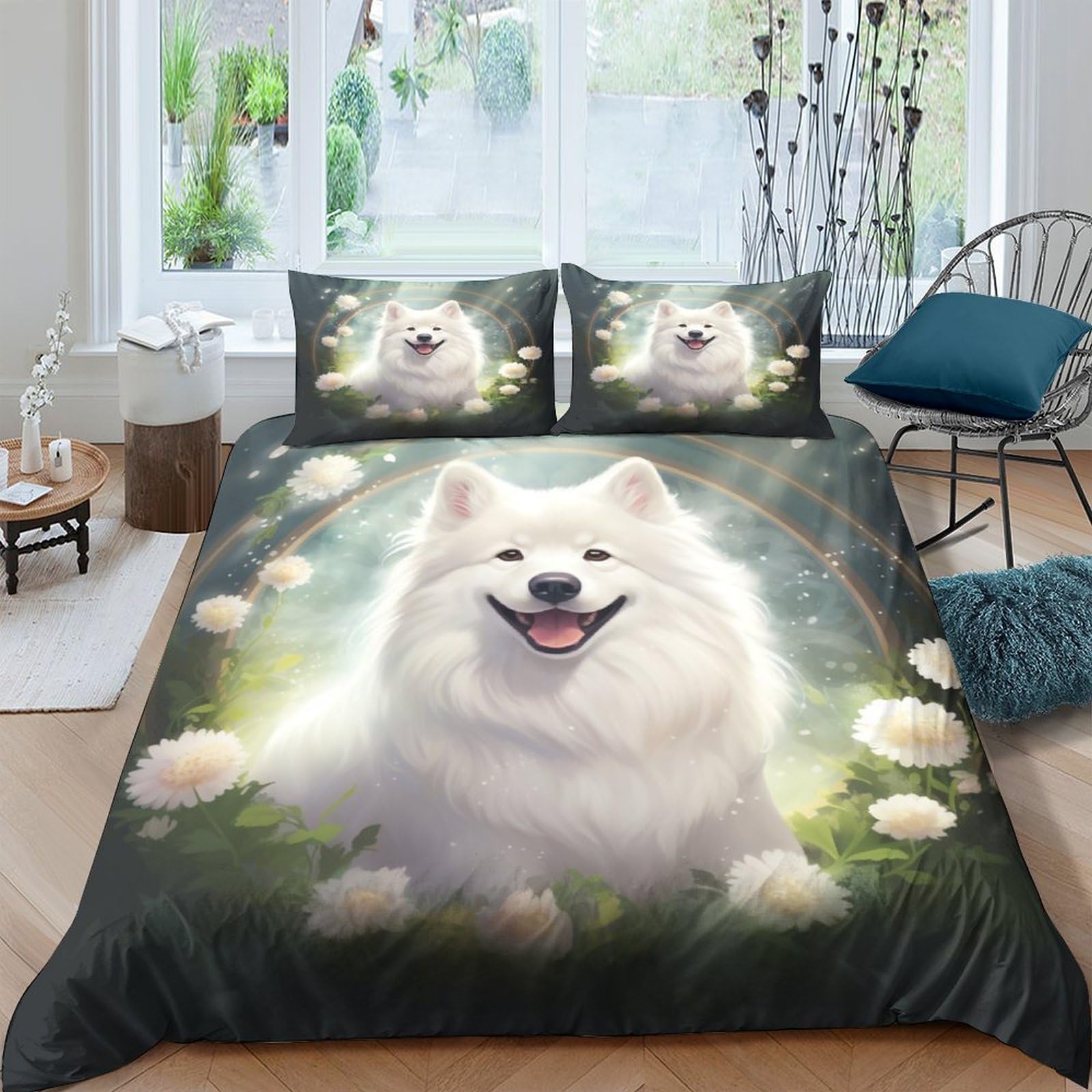 Housse de couette 220 x 240 douillette Samoyed pour des nuits cocooning King Size