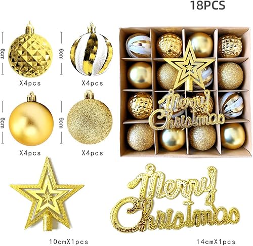 Miniatura 2 de Juego de adornos de bolas de decoración de Navidad 18 piezas reutilizables juego de bolas de adornos de Navidad inastillables para festivales bodas