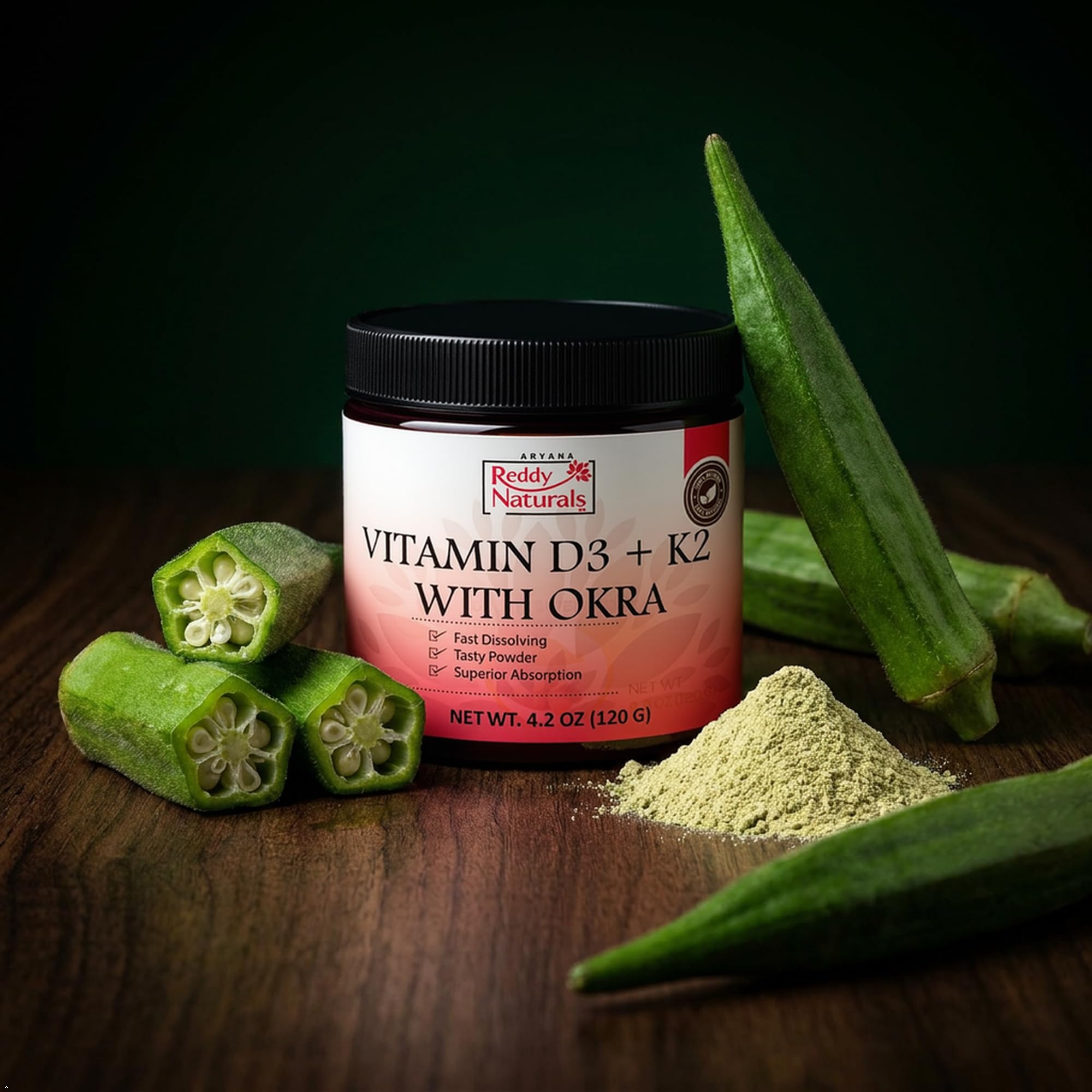 Reddy Naturals Vitamin D3 K2 MK7 Powder with Okra 120g — Amazon image 6