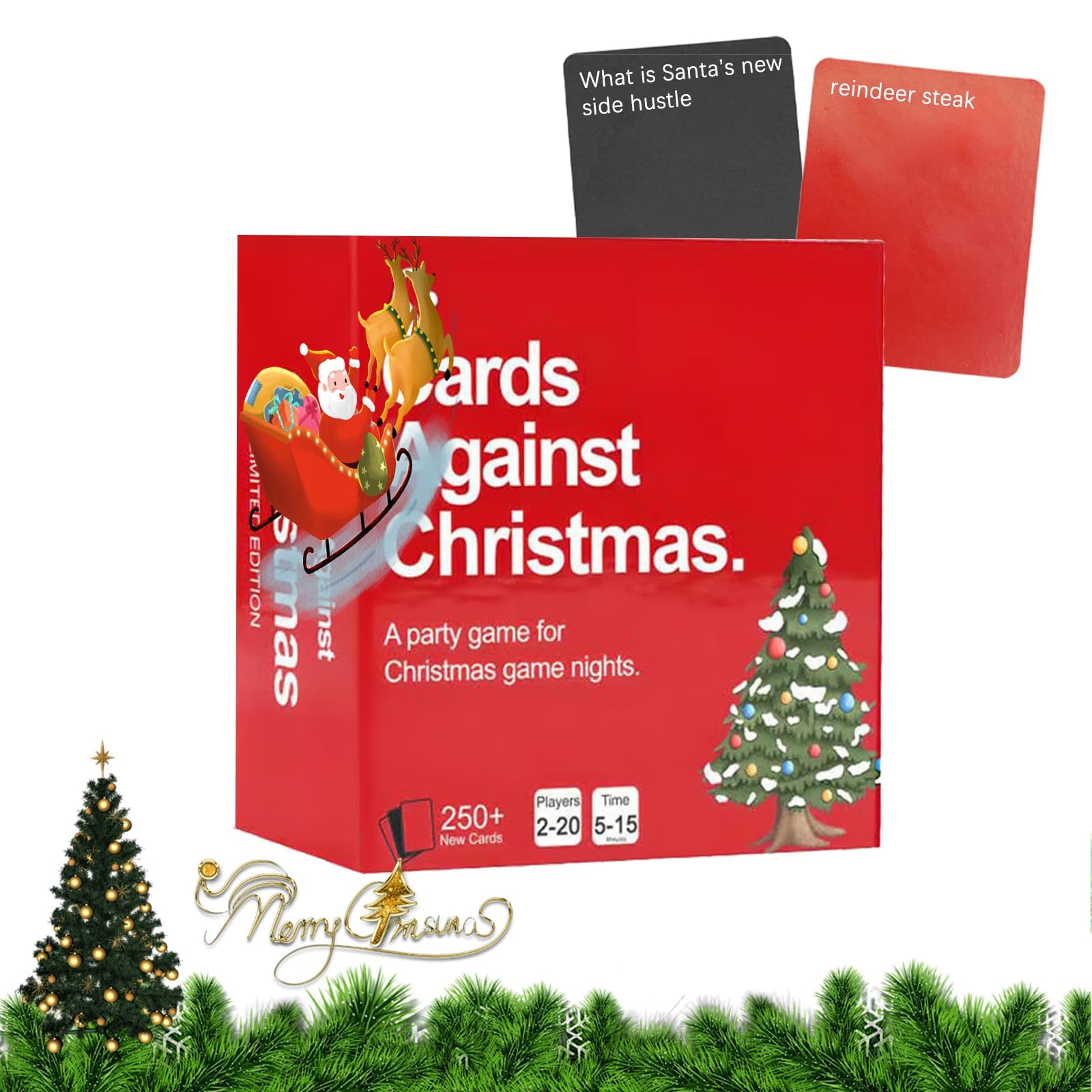 nnOuOnnCards Against Christmas, Family Party Game for Christmas Games Night, Funny Hilarious Xmas Happy Families Card Games for Friend Adult 2-20 Players Time 5-15 Minutes include 250+ Cards