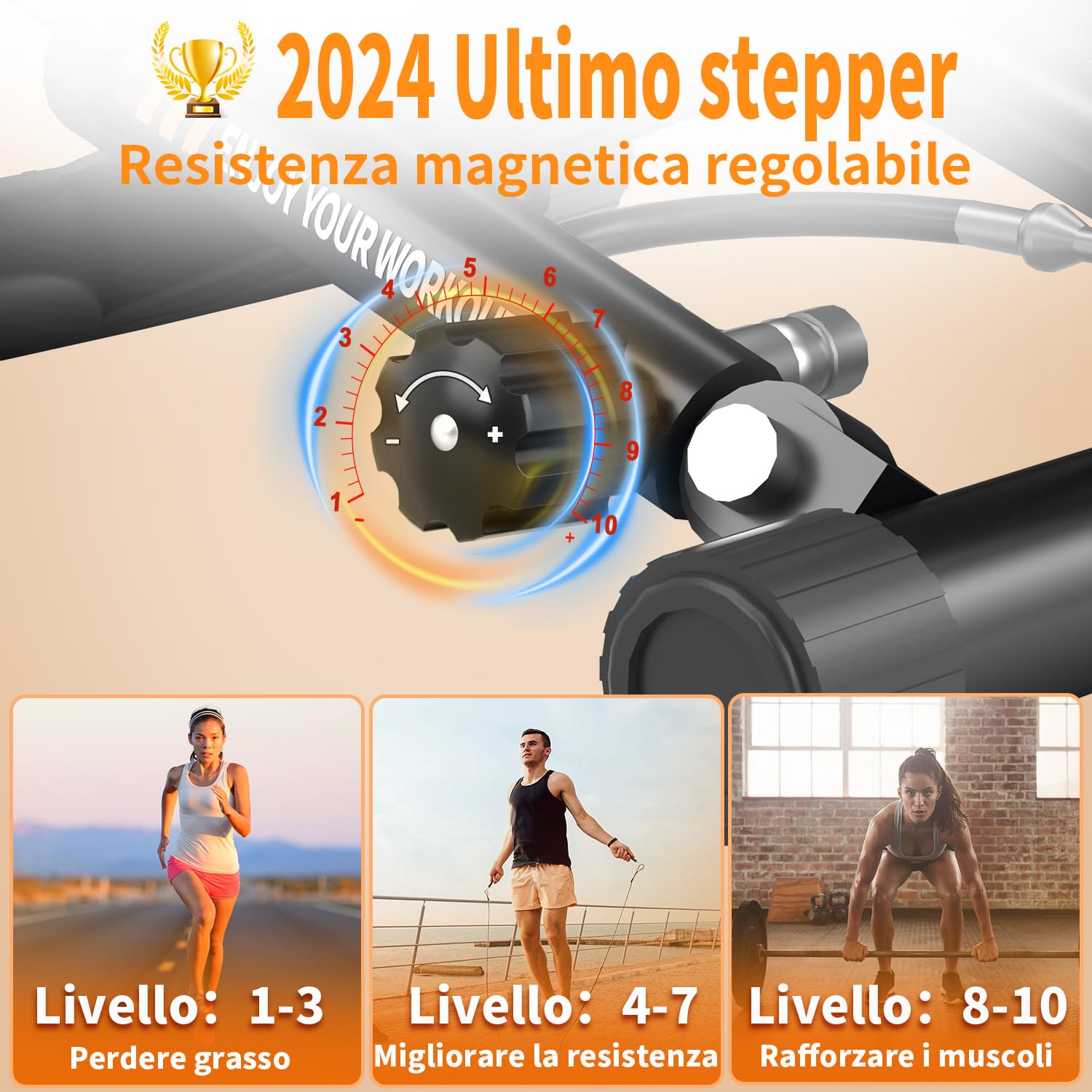 VANNECT Mini Stepper Fitness Casa 2 in 1 Con Power Ropes, Silenzioso 150 kg Con Monitor LCD, Oscillante Su-Giù per Allenamento Gambe/Braccia/Glutei, Esercizio per Ufficio a Casa