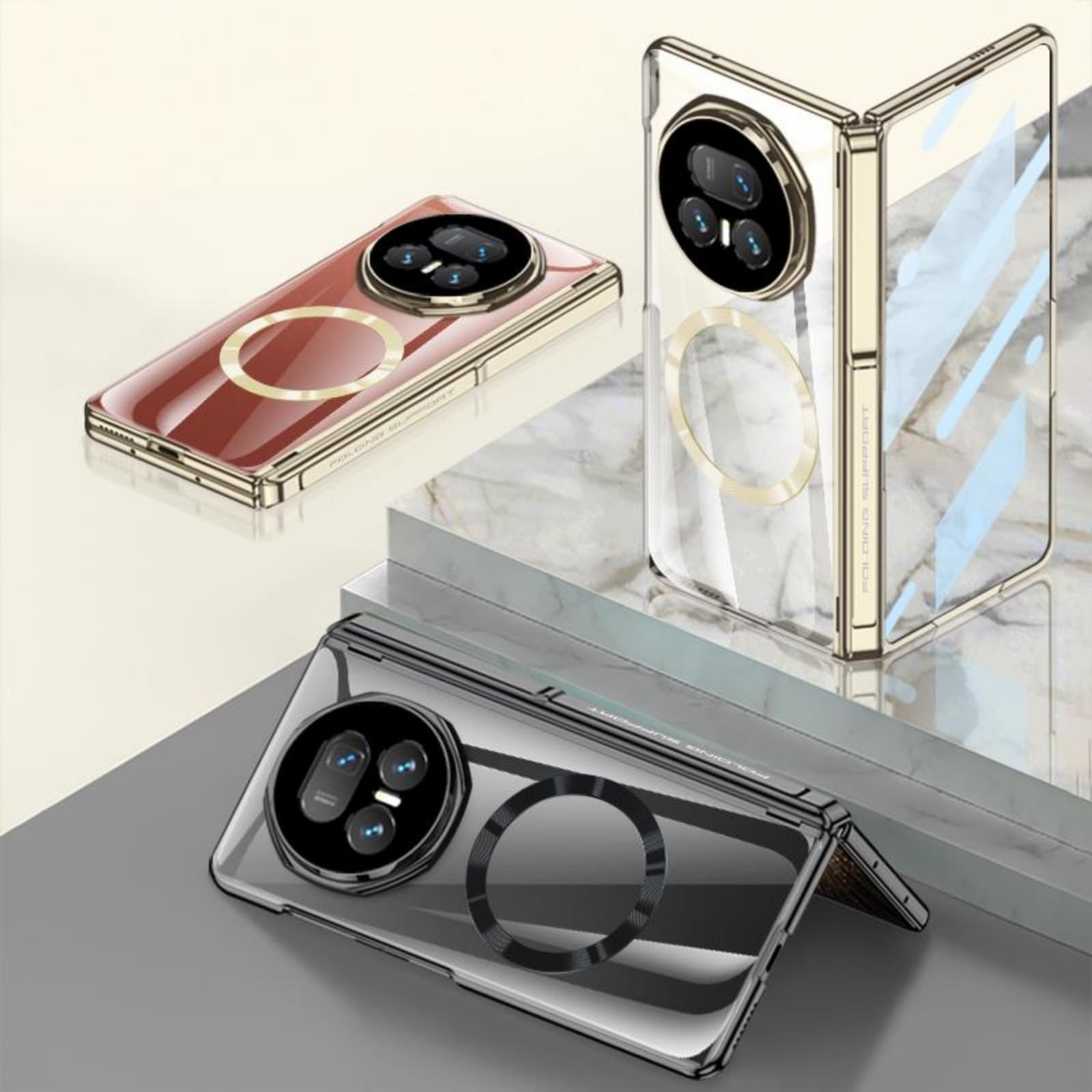 Funda para Magic V5 Clear Case + Privacy Glass Film + Stand Hinge + Wireless Charge,Bumper Cover para Honor Magic V5(6)
