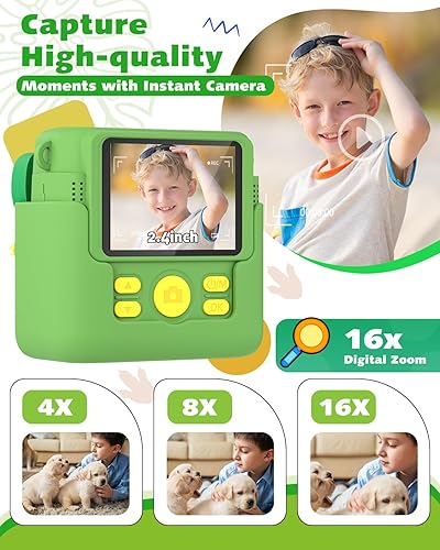 Miniatura 3 de Cámara instantánea para niños, grabación de video HD 1080P, juguetes de dinosaurio para niños de 8 a 10 años, regalos de cumpleaños de Navidad para