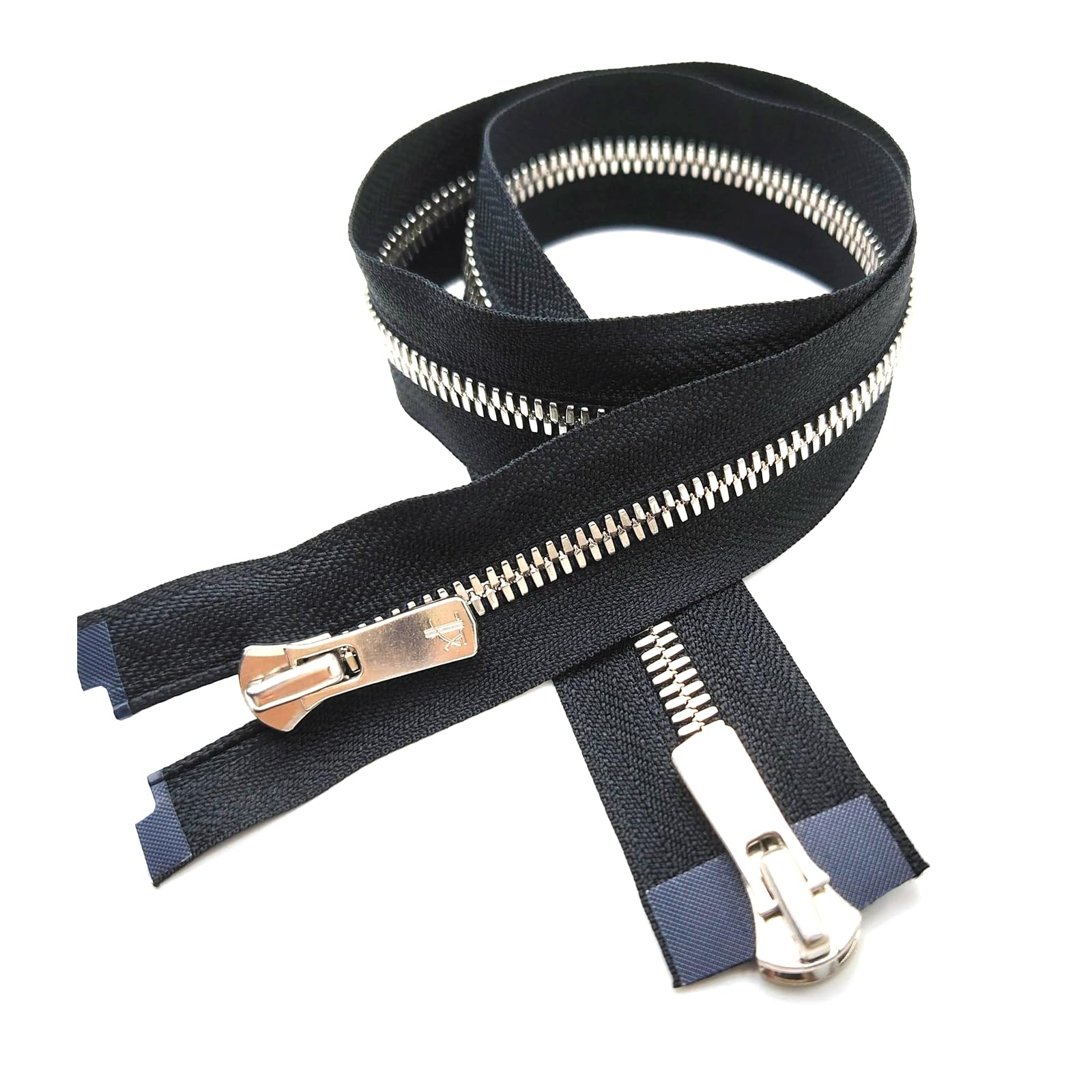 YUEKOPOU Cremallera metálica con cadena de dientes de maíz n.° 5, de 2 vías, for reparación de chaquetas, multicolor, 60-100 cm(Nickel-Free White,75cm)