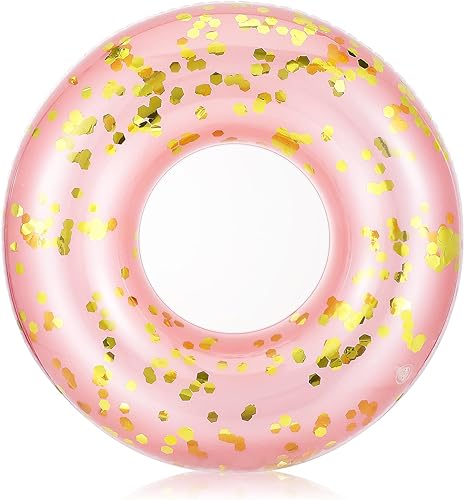 MoKo Anillos de natación con purpurina, flotador inflable para piscina, tubo de natación de forma redonda, tubo de natación divertido para playa,