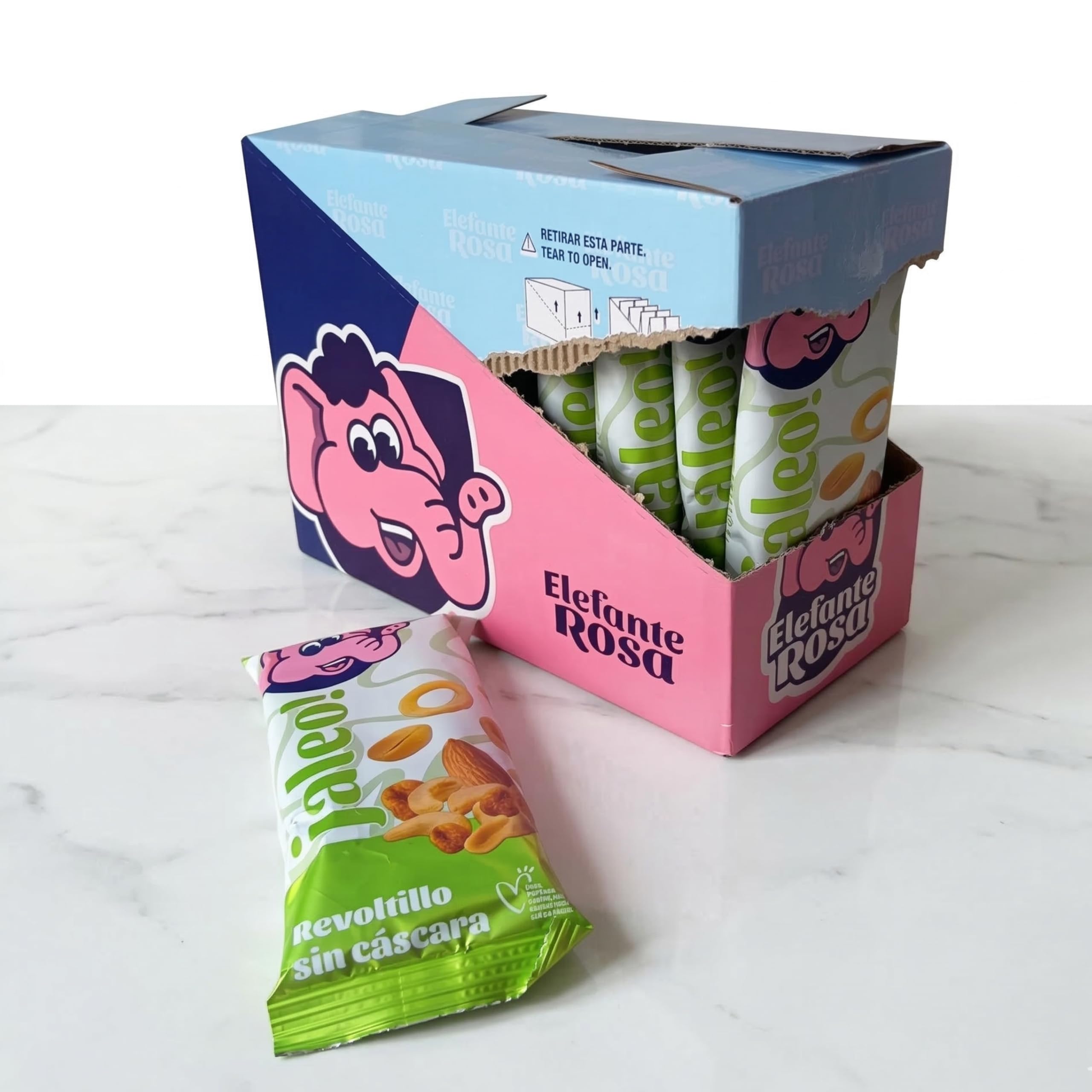 Cocktail de Frutos Secos Sin Cáscara · El Elefante Rosa Desde 1985 · Caja Expositora 12 Uds 90g · Aperitivos y Fiestas