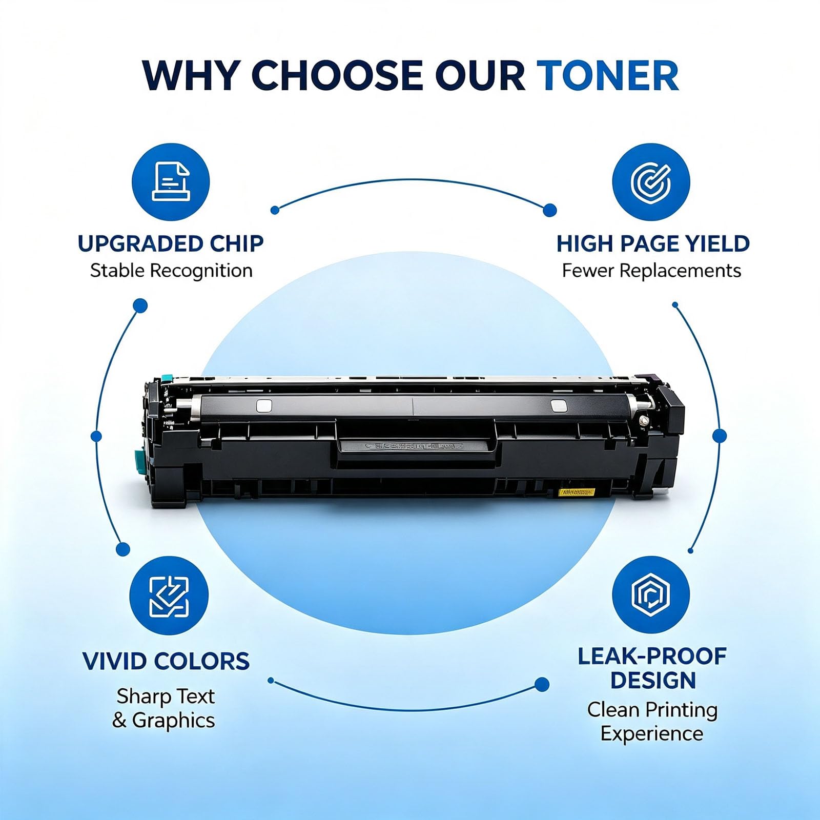 Cartuccia di toner Phaser 6022N1/6020 di ricambio compatibile con stampanti WorkCentre 6027NI/6025, fino a 1400 pagine, colori vibranti, chip incluso (confezione 4/nero/blu/rosso/giallo) | ,4 pieces