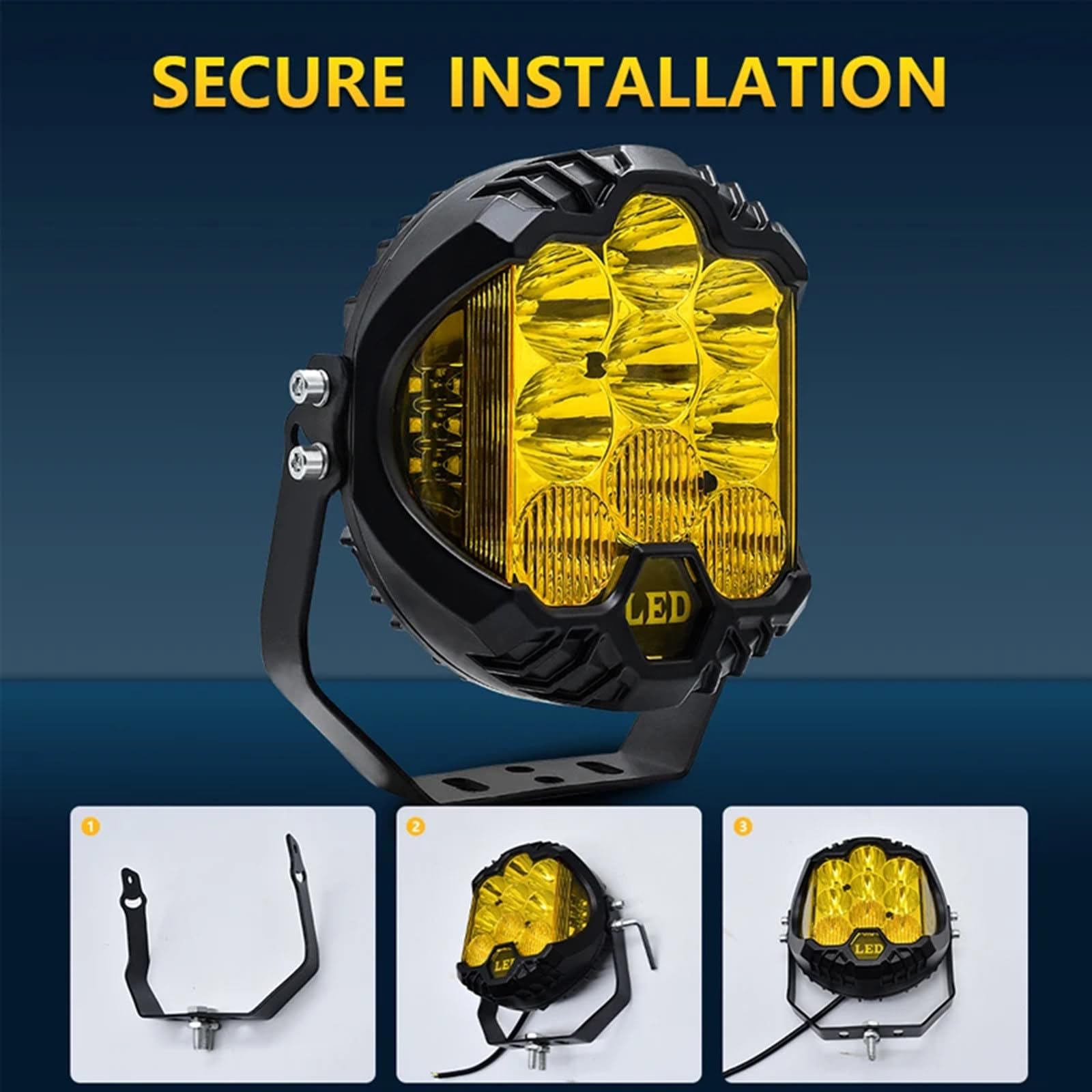 3/5-calowe światło robocze LED Bursztynowe światło przeciwmgielne LED do jazdy zespolone Bar dla ATV UTV SUV Off Road 4x4 Pickup Trucks i nie tylko,7inch