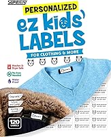 Vista 14 de 120 etiquetas de nombre impermeables personalizadas, autoadhesivas, para ropa, escuela, campamento, enfermería, juguetes, para todos los usos