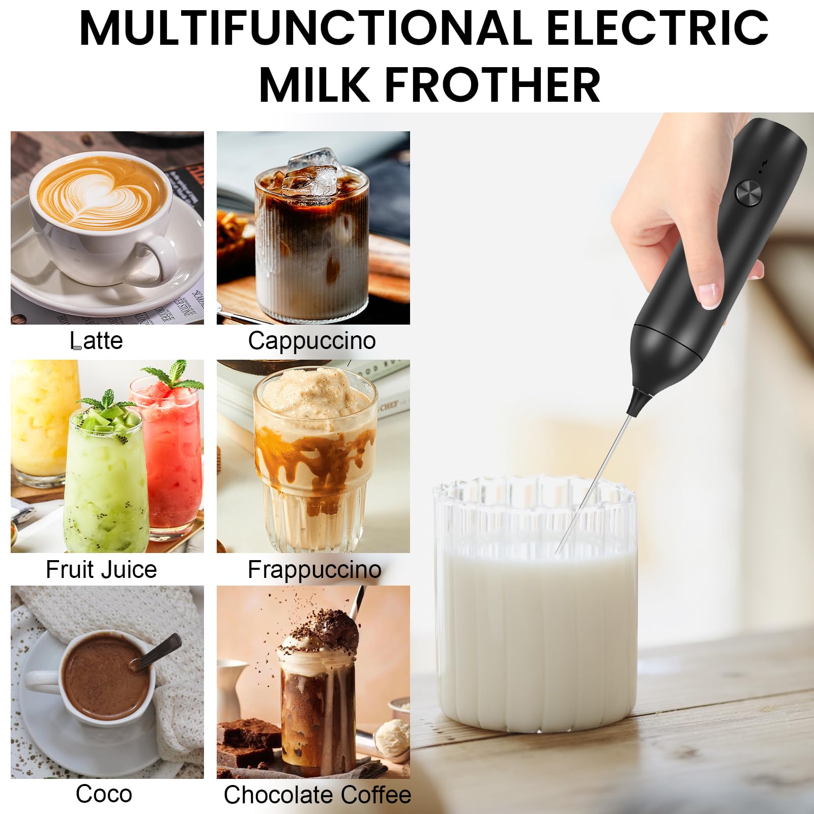 Mousseur à Lait Rechargeable Portable DEECOZY - Mini Fouet Électrique Pour Café Et Matcha