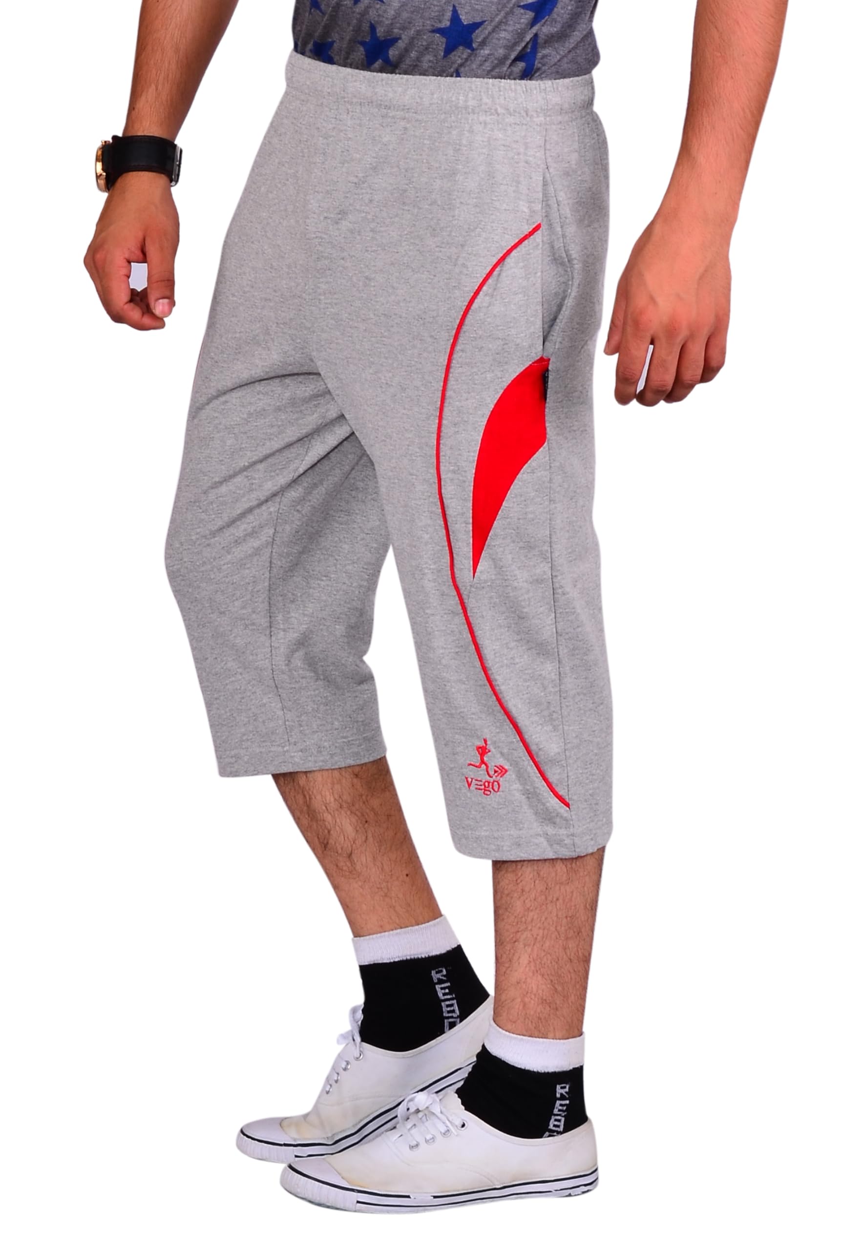 Mens Cotton Three by Fourth, 3/4, Capri, Three Quarter Pant Grey Plus Size