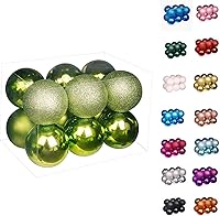 Vista 12 de Emopeak 24 bolas decorativas para árbol de Navidad, 4 estilos inastillables, decoración de árbol de Navidad, esferas colgantes para decoración