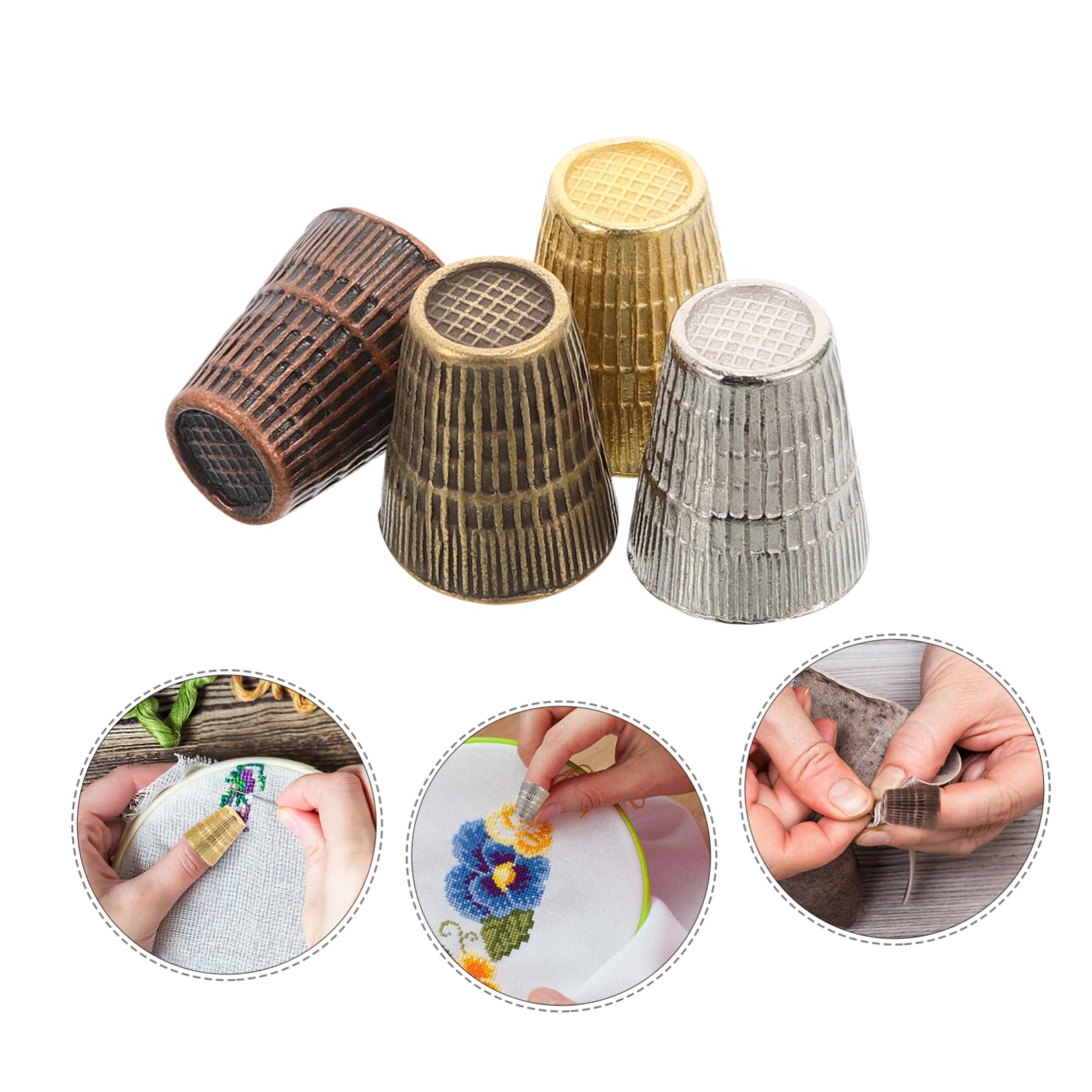 NUOBESTY 5 Set Strumenti per Cucire Ditale Fai da Te Ditale Trapuntato Protezioni per Le in Rame Ditale di Rame da Cucito Professionale Ditali in Rame Metallo 8 Pezzi * 5