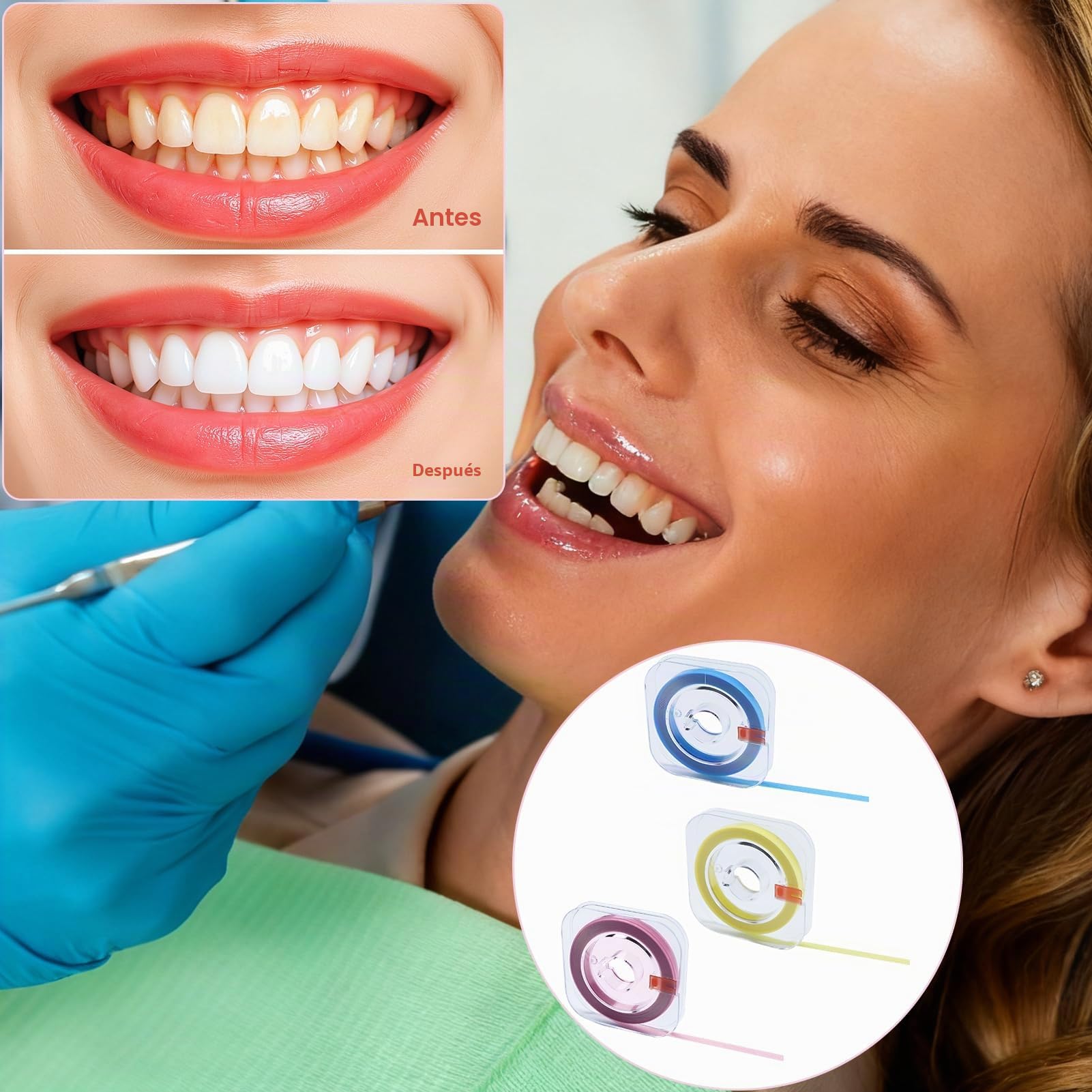 3 Piezas Tira de Pulido Dental Papel de Lija Dientes para Espacios Interdentales Pulidor Abrasivo Blanqueadoras Herramienta de Cuidado Bucal (4mm x 6m)