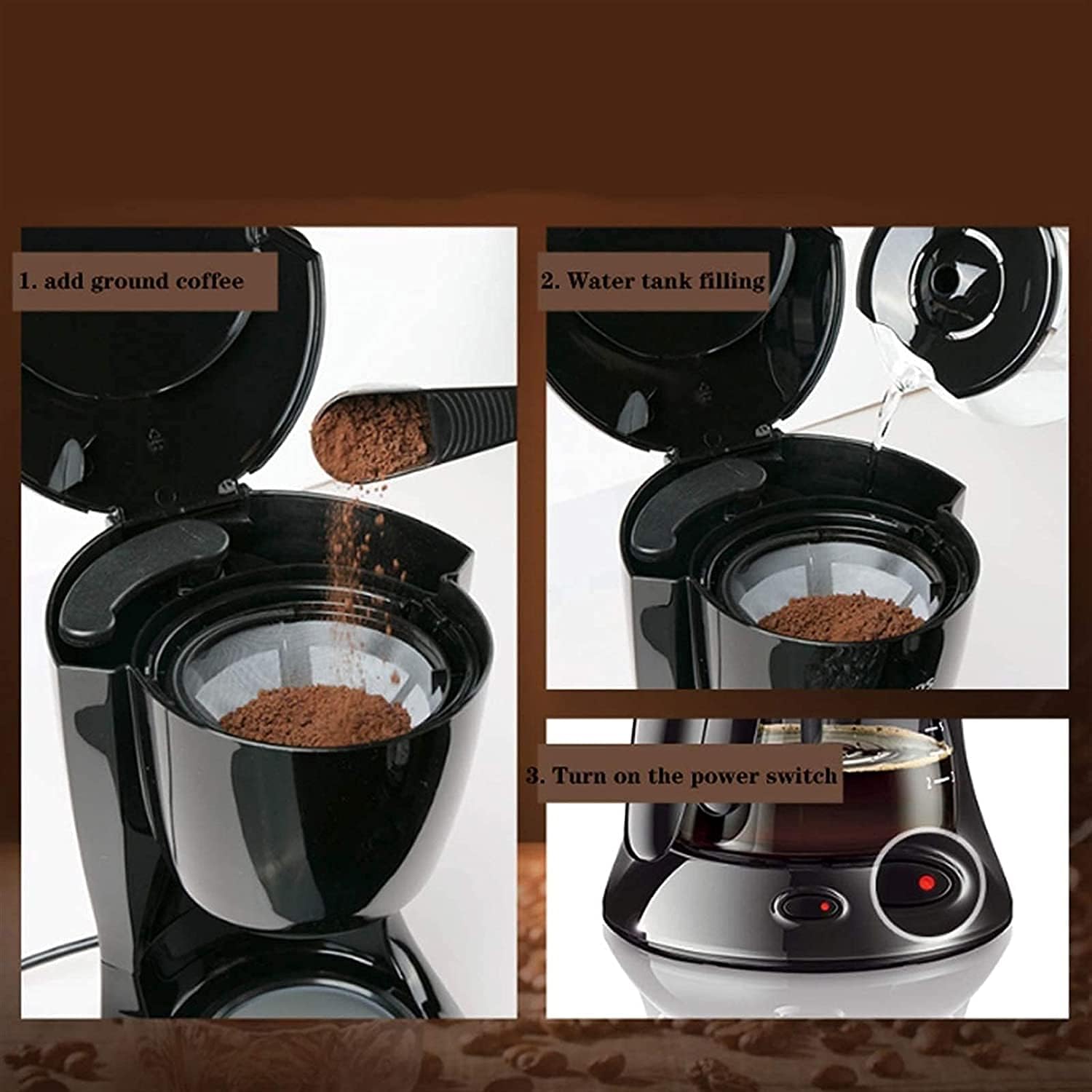 SCHYWL Coffee Maker Coffee Machine Household Drip Coffee Machine Fully Automatic Small Latte And Cappuccino Maker 600ml Easy To Operate Coffee Machine(White) 3