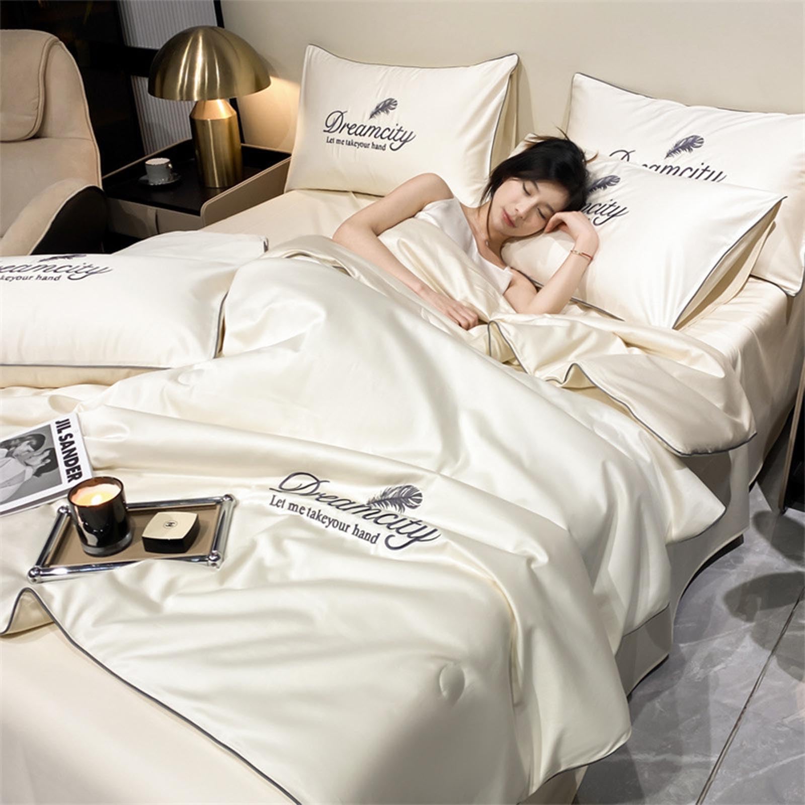 SHAIRMB Summer Simple Ice Silk Quilt, Washable Ice Silk Simple Air Conditioning Comfoter Quilt Blanket, Blanket Air Conditioning Quilts for Sleeping, for All Ages and Skin Types,F,150x200cm