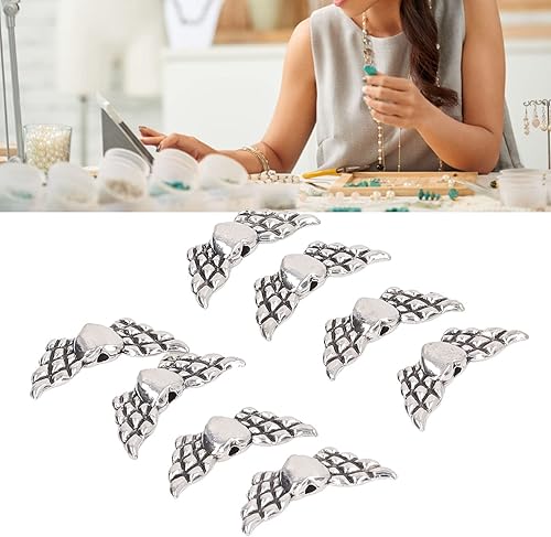 Miniatura 4 de HEEPDD 50 cuentas de ala de ángel, cuentas espaciadoras de alas para bricolaje hechos a mano, aretes, collares, joyas