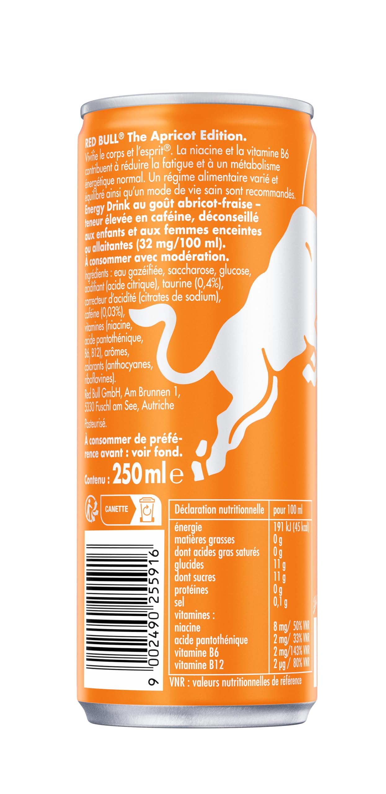 Red Bull Boisson Energisante, Goût Abricot & Fraise, 250ml (24 unités)