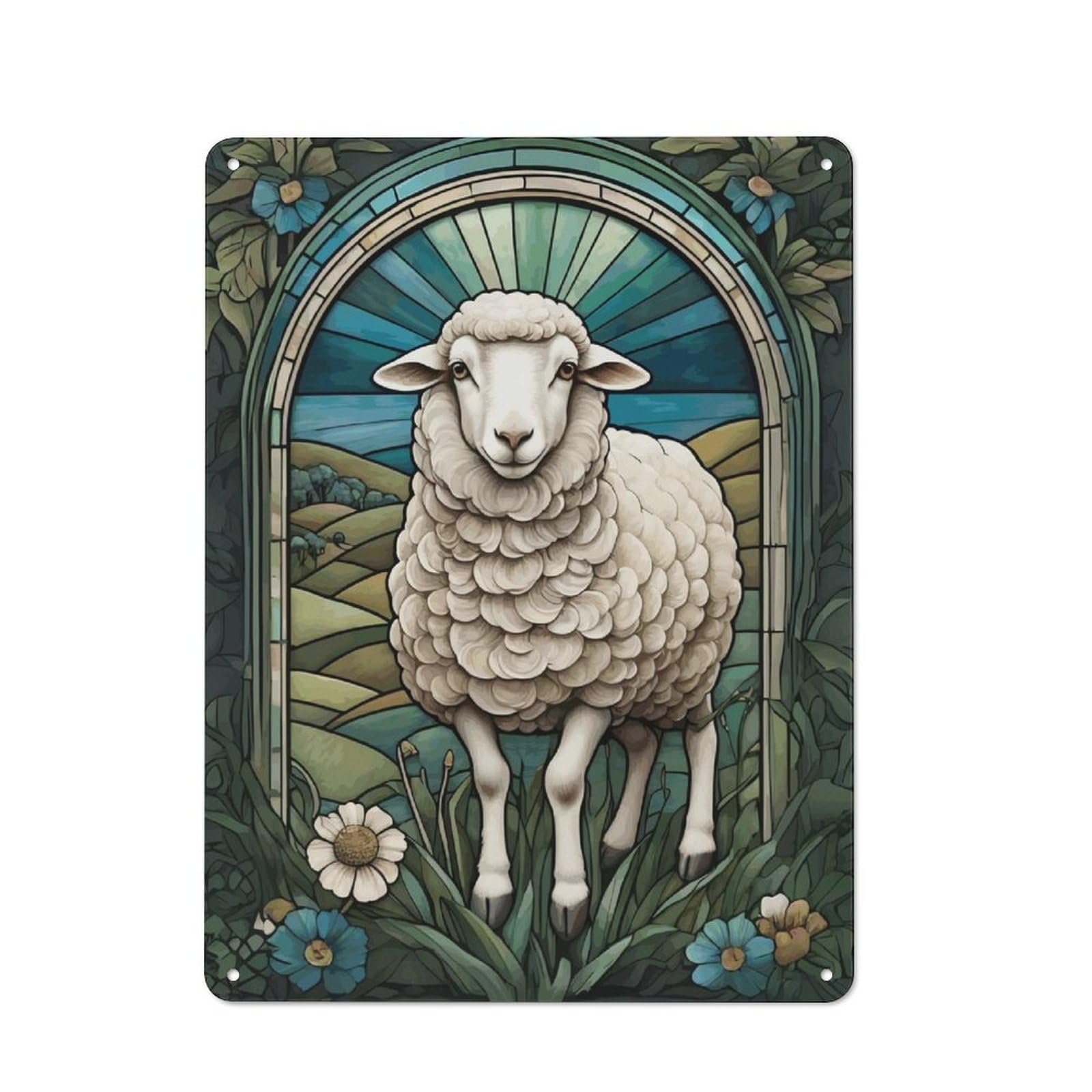 Junmoney Sheep Animal Metal Wall Sign 40X30cm Featuring For Garage Or Workshop, For Garage, Workshop And Man Cave Decoration