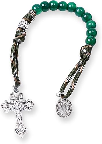 Miniatura 6 de Nazareth Store Juego de cuentas de rosario de piedras preciosas paracord juego de cuentas de piedra curativa collar de rosario de San Miguel y