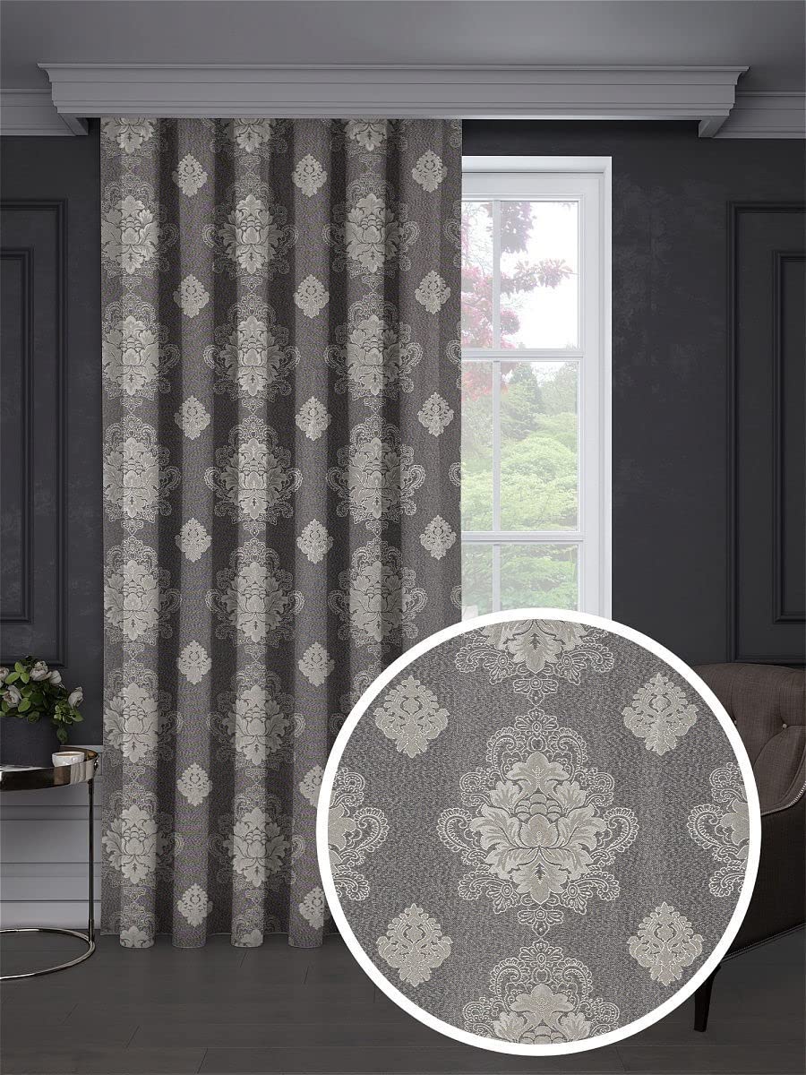 LHD HUB 3D Flowers Digital Printed Polyester Fabric Curtains for Bed Room, Living Room Kids Room Color Grey Window/Door/Long Door (D.N.56) (4 x 9 Feet (Size: 48 x 108 Inch) Long Door, 2)