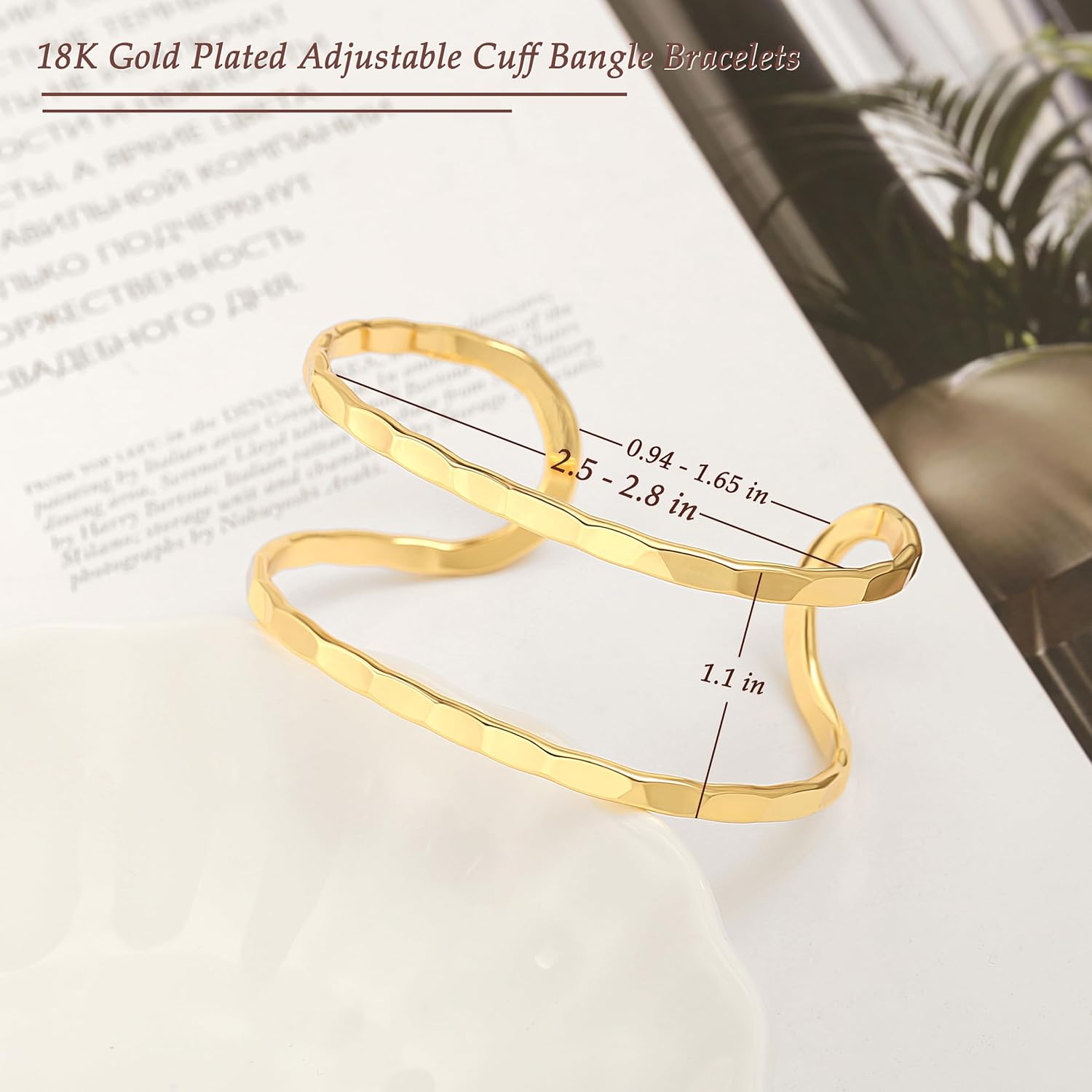 PERNNLA PEARL Dainty Gold Bar Bracelet for Women Simple Delicate Thin Cuff Bangle Hook Bracelet 18K Gold Plated Handmade Minimalist Jewelry - Image 4