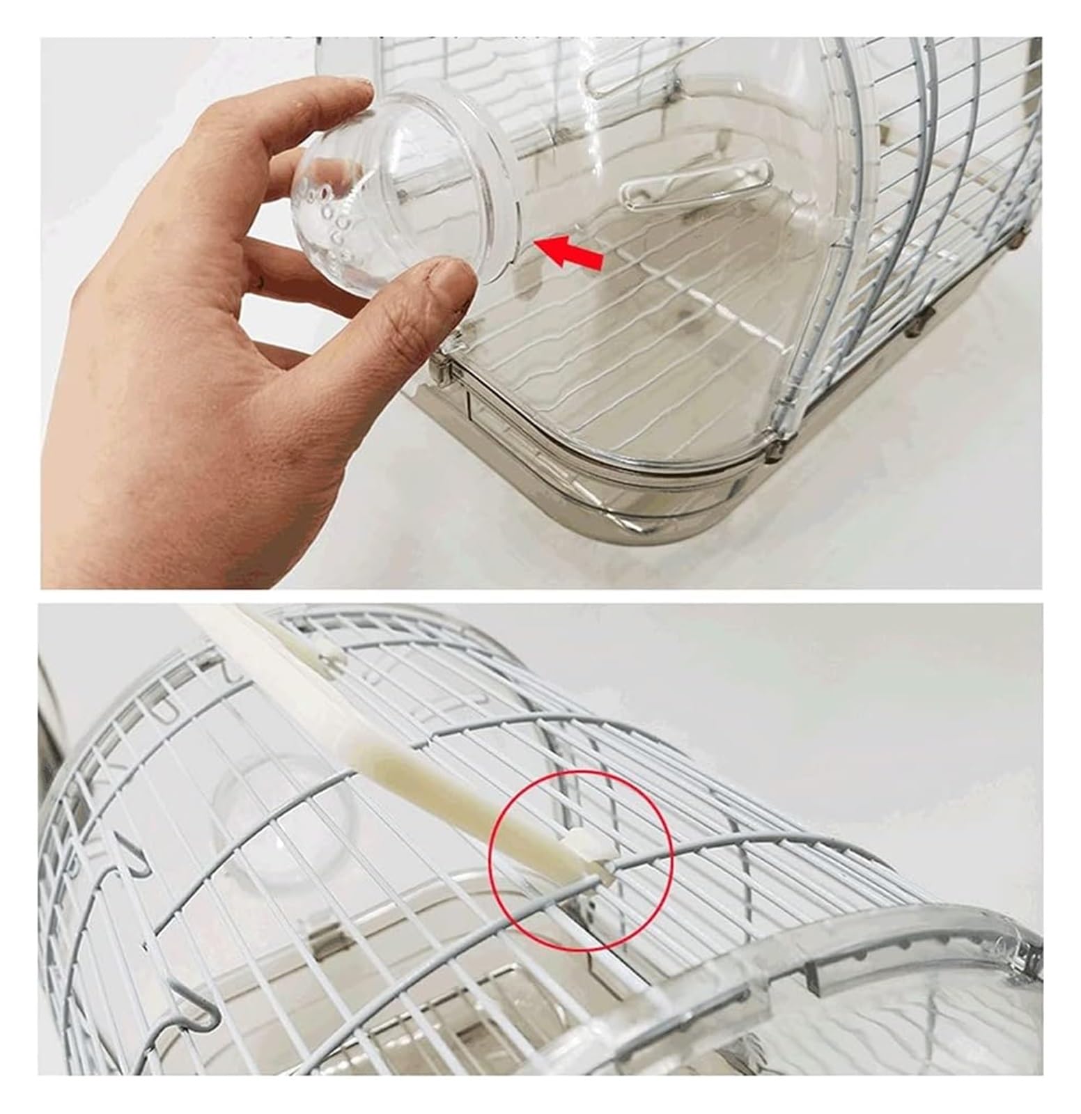 Pajarera， Jaula for pájaros Transparente portátil con chasis Desmontable,Jaula de Vuelo for pájaros pequeños con asa comedero de Acero Inoxidable-Decoración Transparente