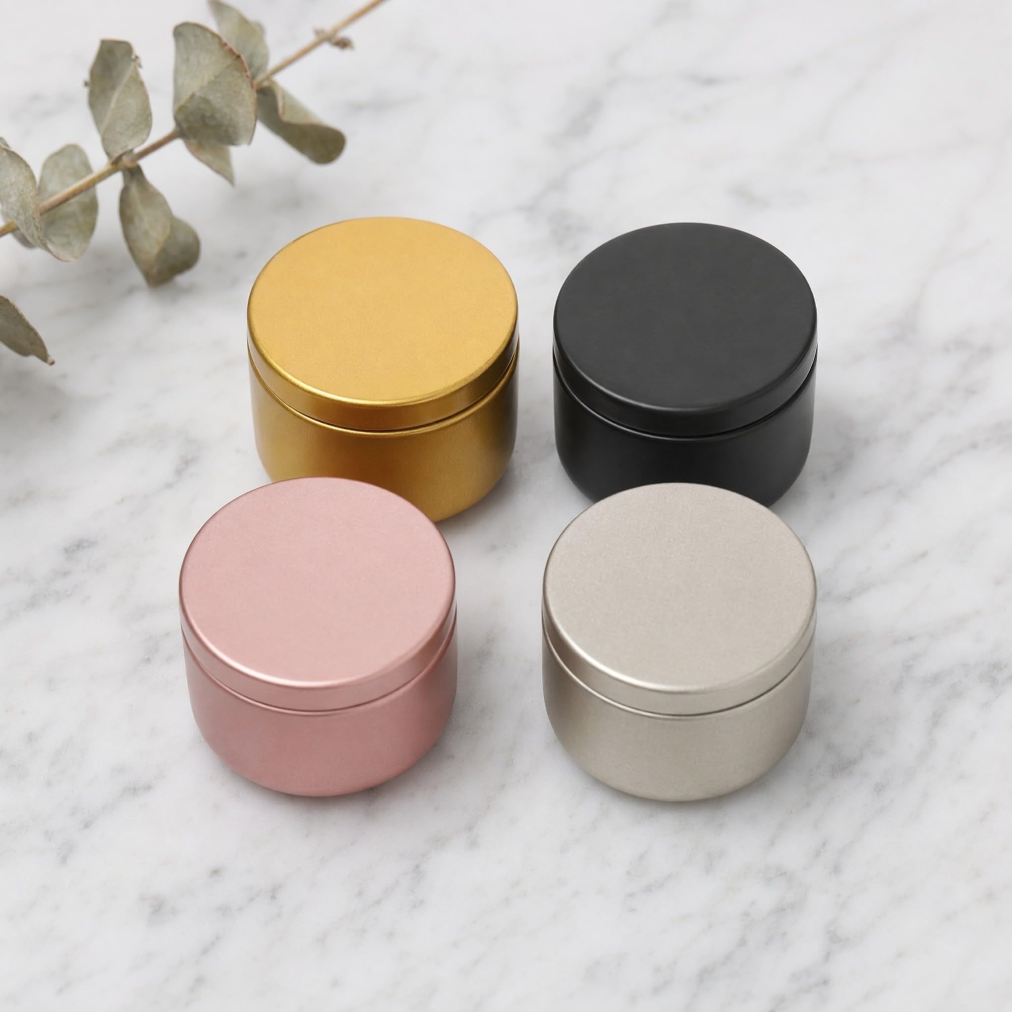 jojofuny Set da 24 Barattoli Rotondi in Alluminio da 50Ml per Candele Fai da Te, Contenitori per Candele per Creazione e Atmosfera Calda in Casa