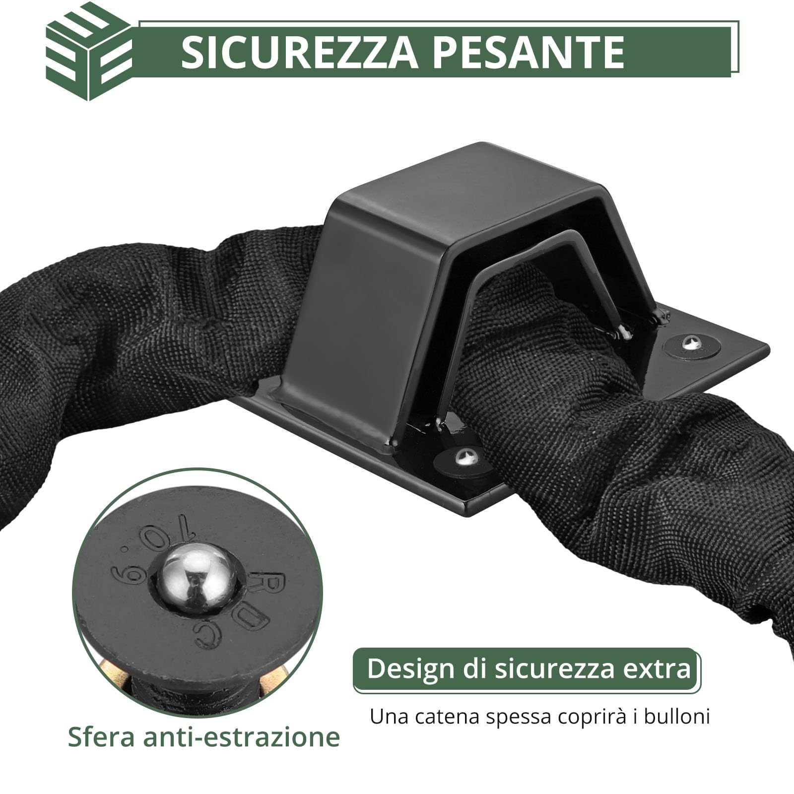 Dispositivo Ancoraggio Moto JDC - Acciaio Temprato 5mm - Giallo - Con Bulloni Inox - Foto 12