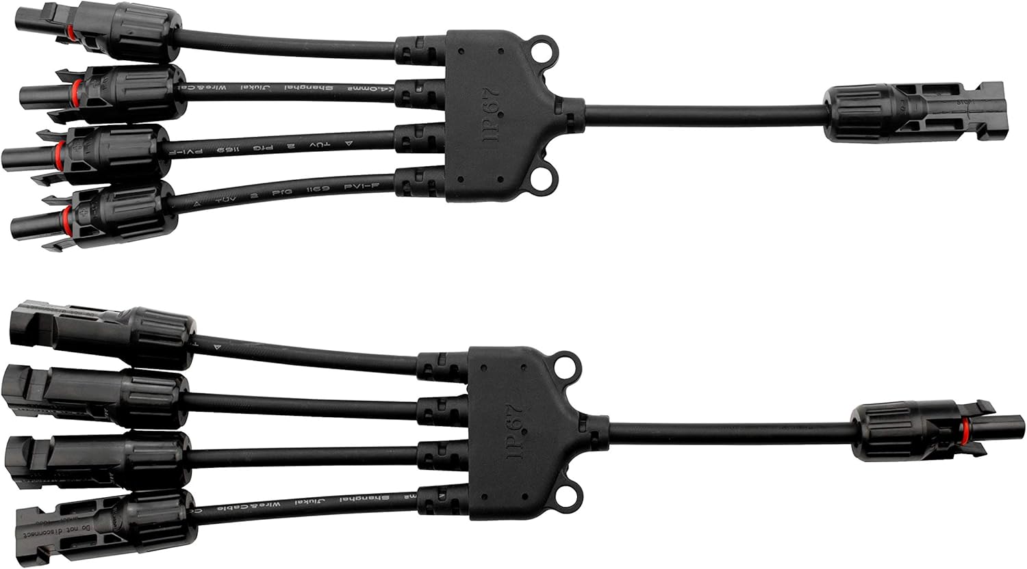 Solar Panel Connector Y Branch Solar Connector 1 to 4, 10 AWG Solar Cable and Connectors for Solar Combiner Box (1 Pair 1Y4)