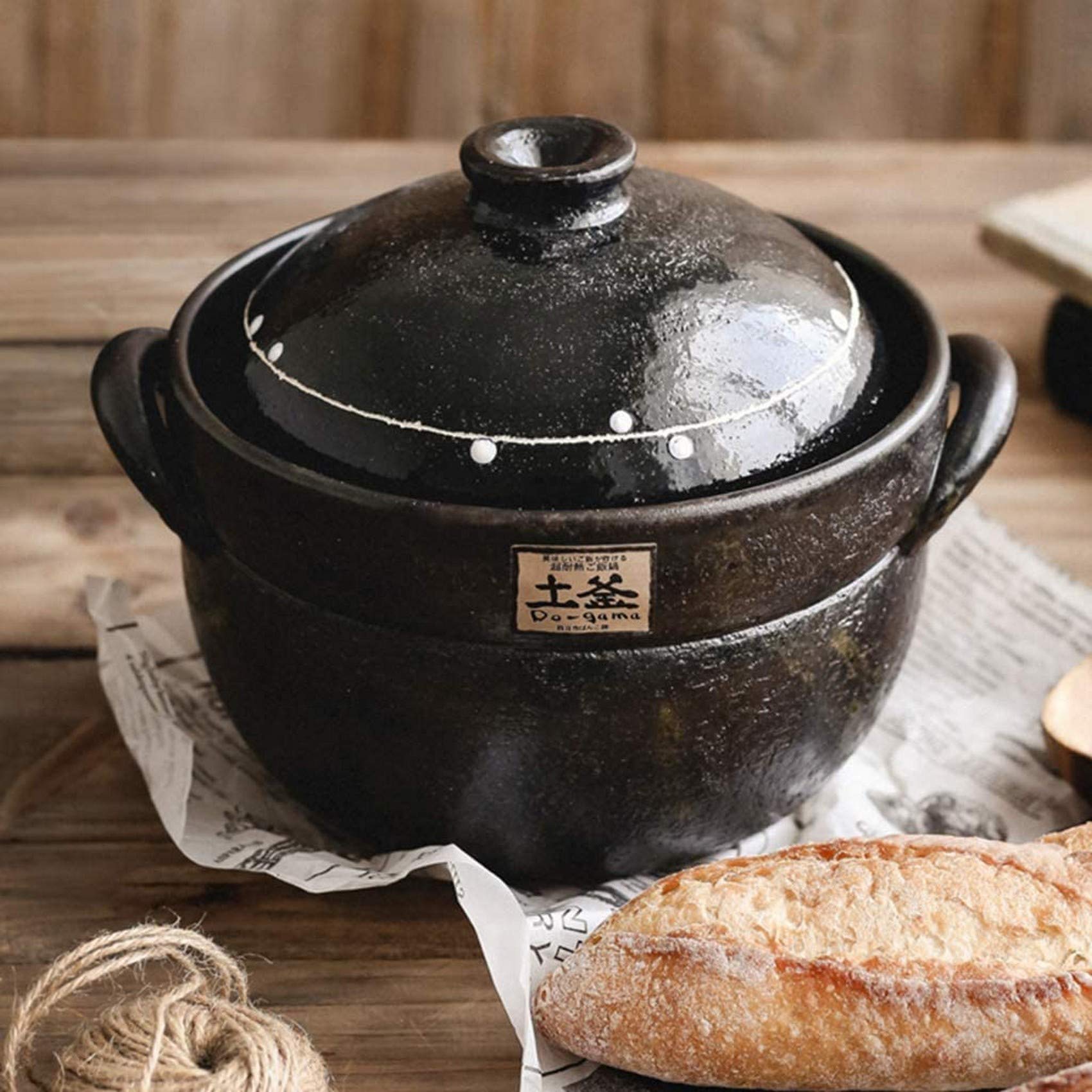 Kochtopf, Reistopf aus Steingut, japanischer Reiskocher aus Stein, Schmortopf für den Herd, Hot Pot, Keramik-Auflaufform mit Deckel, hitzebeständiger Suppentopf für Dampf