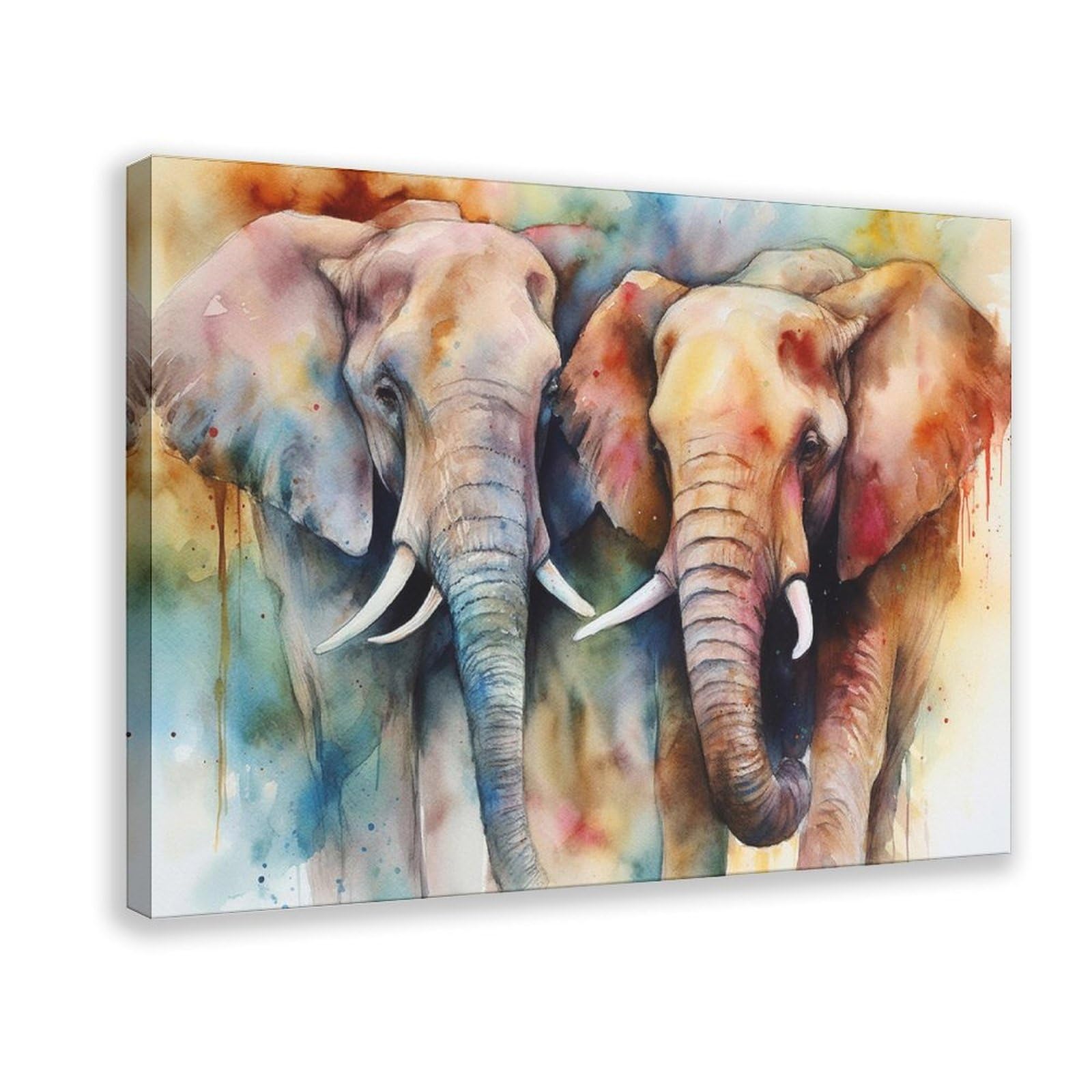 Bareronor Watercolour Elephant Poster Canvas Poster Bedroom Decor Landscape Office Room Decor Gift 24" L X 36" W
