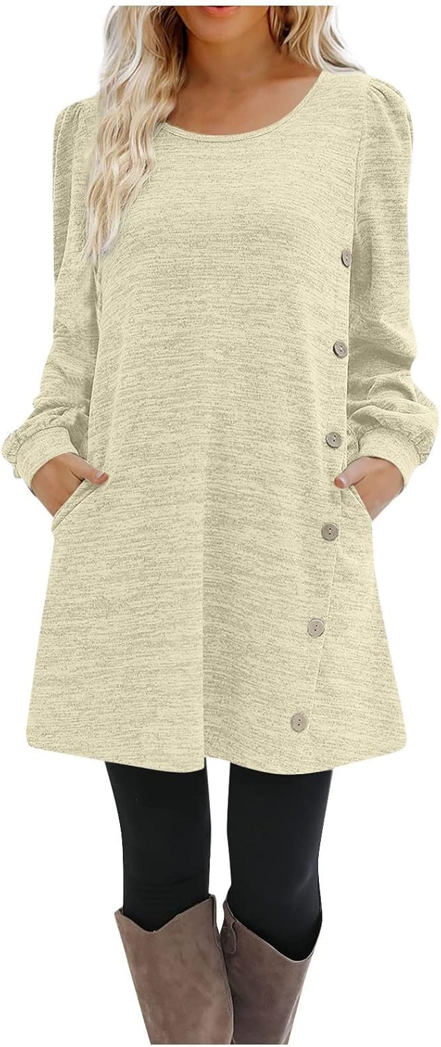 Damen Strickkleid Langarm - A-Linie Mit Taschen Für Herbst/Winter