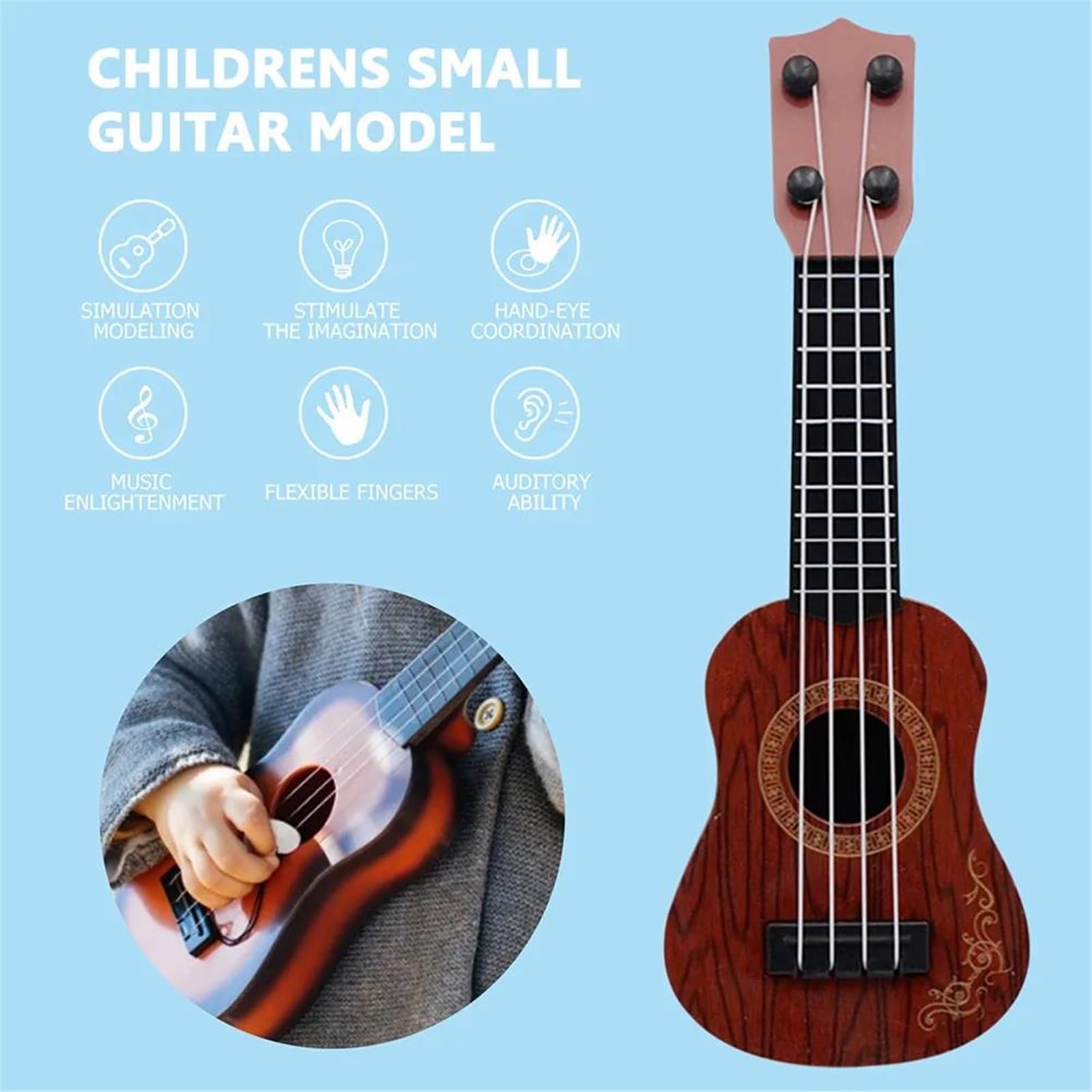 Strumenti Musicali Per Regali Mini Guitarra Ukulele A 4 Corde Da 25 Cm Ukes con Kits(Red)