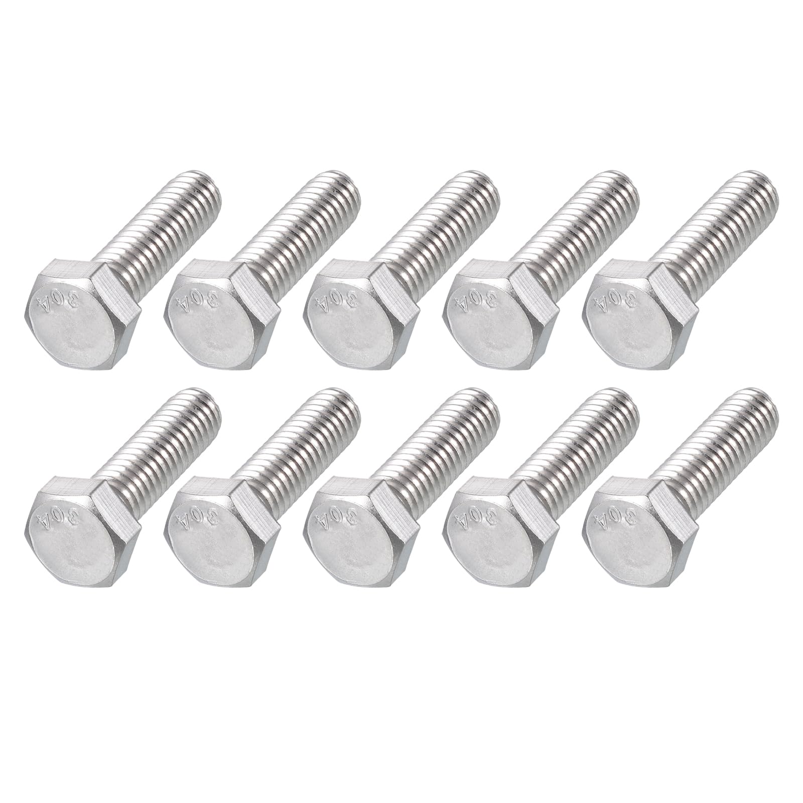METALLIXITY Hex Head Bolts (5/16-18 x 1-1/8") 10Pcs, 304 Stainless Steel 18-8, Fully Threaded, External Hex Drive