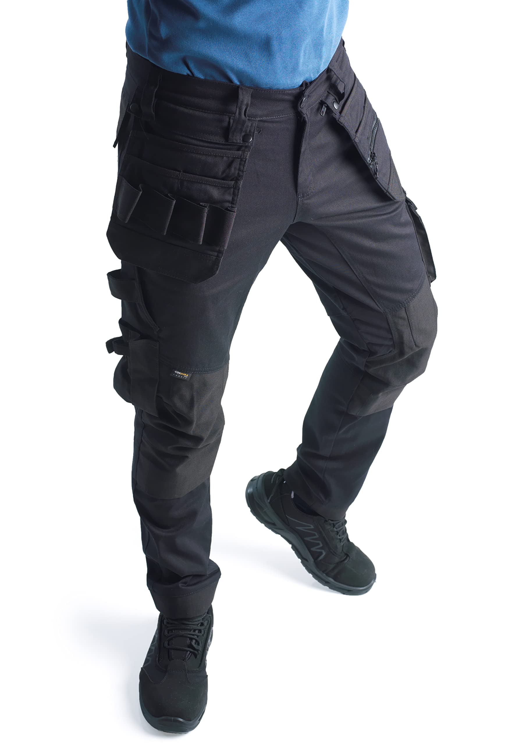 Bitco Pantalon de Travail – Stretch Déperlant & Anti-Huile 245 g/m², Renforts Cordura®, Poches Cargo & pour Genouillères, Zones 360° Ultra-Stretch