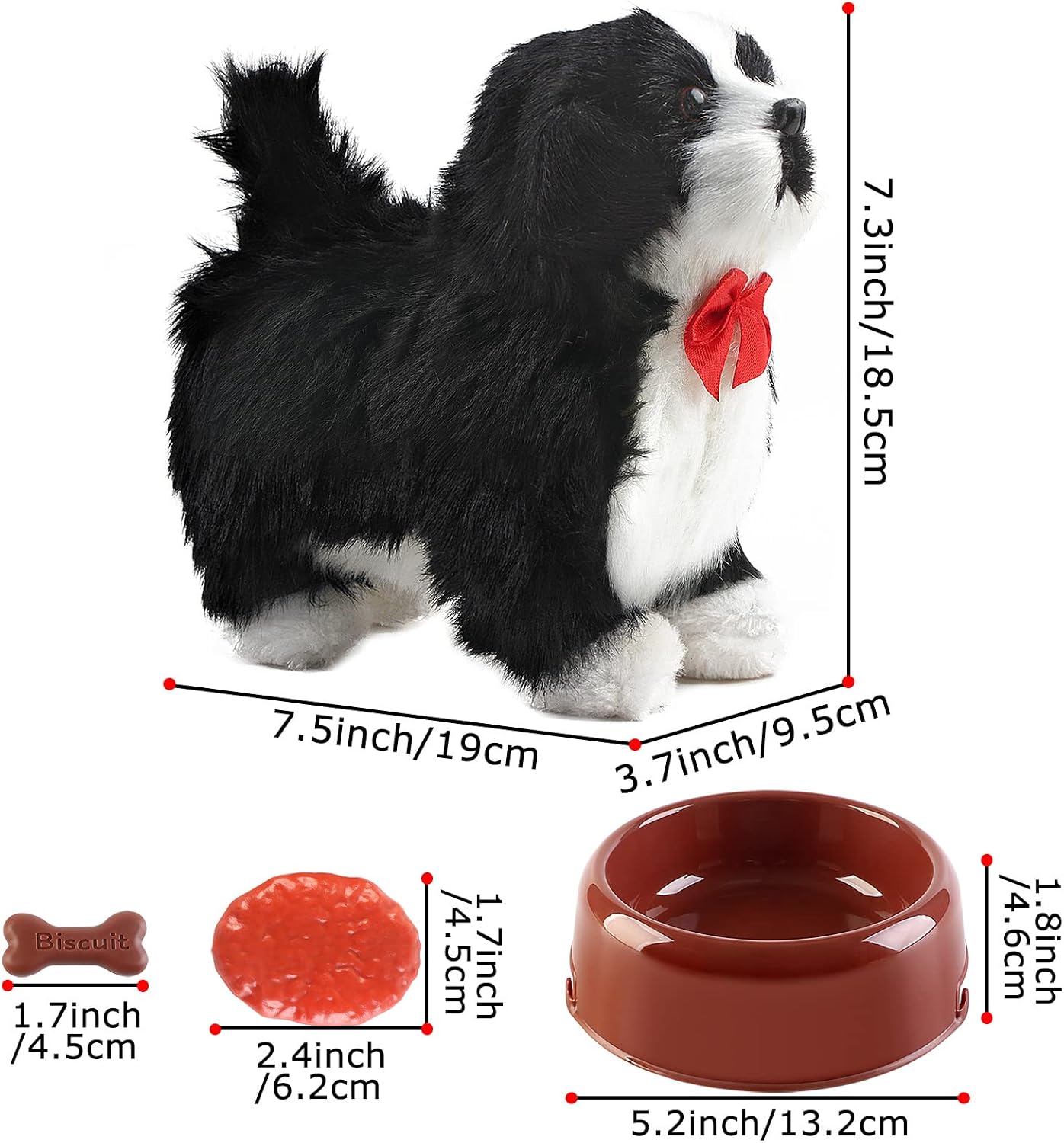 deAO Electronic Pet Dog Toy with Barking, Walking,Tail Wagging,Touch Recognition and Music Functions 6 PCS Puppy Feeding Accessories Puppy Pet Dog,Toys Dog for 3-6 Year Boys Girls Kids