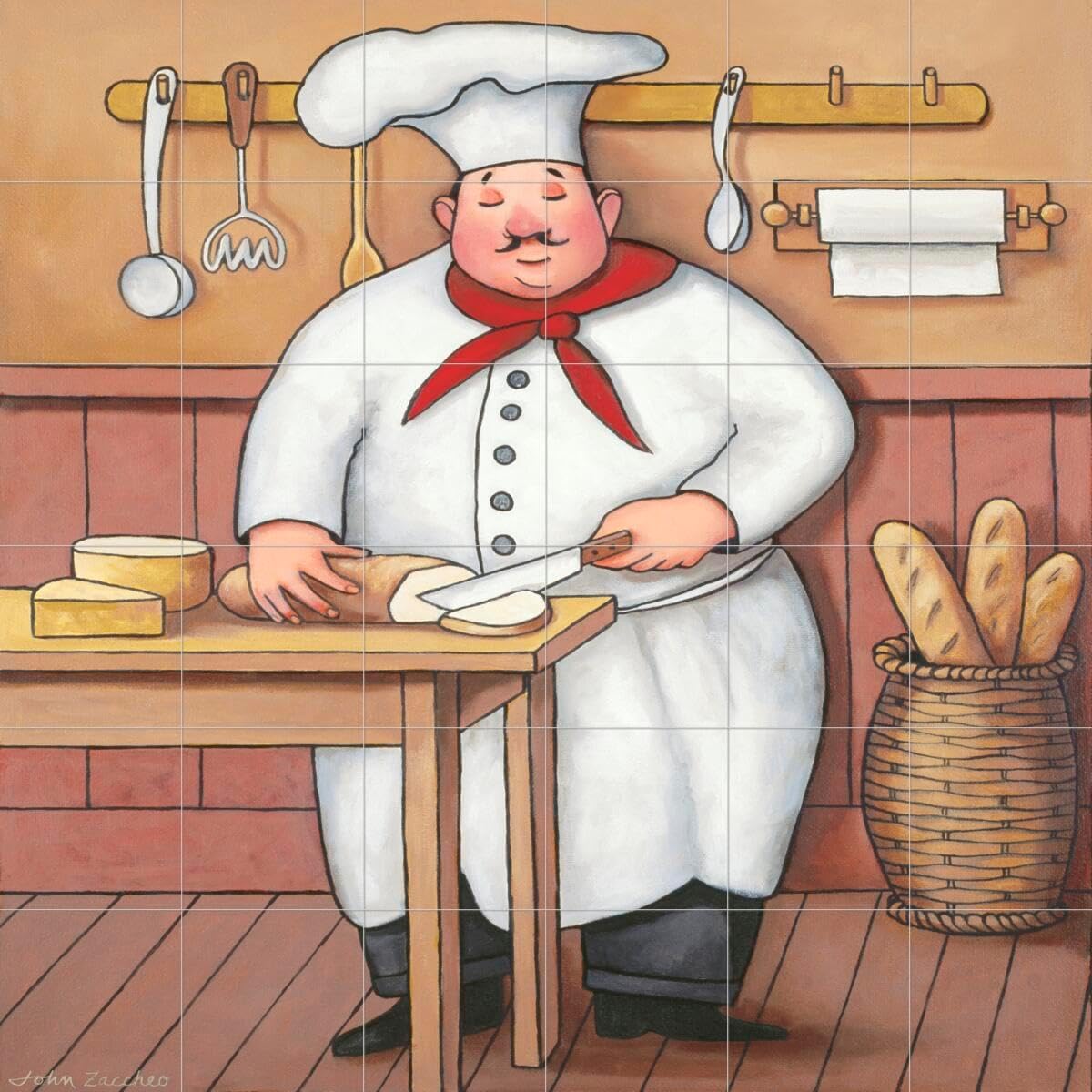 Ceramic Backsplash Tile Mural Chef Cook Kitchen/Bathroom - Chef 4 - John Zaccheo
