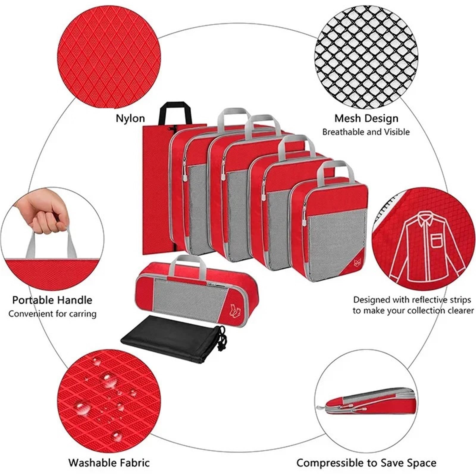 3 cubi di imballaggio compressi da viaggio con borsa for scarpe, organizer visivo for bagagli, portatili per Vestiti, Scarpe, Cosmetici(Gray)