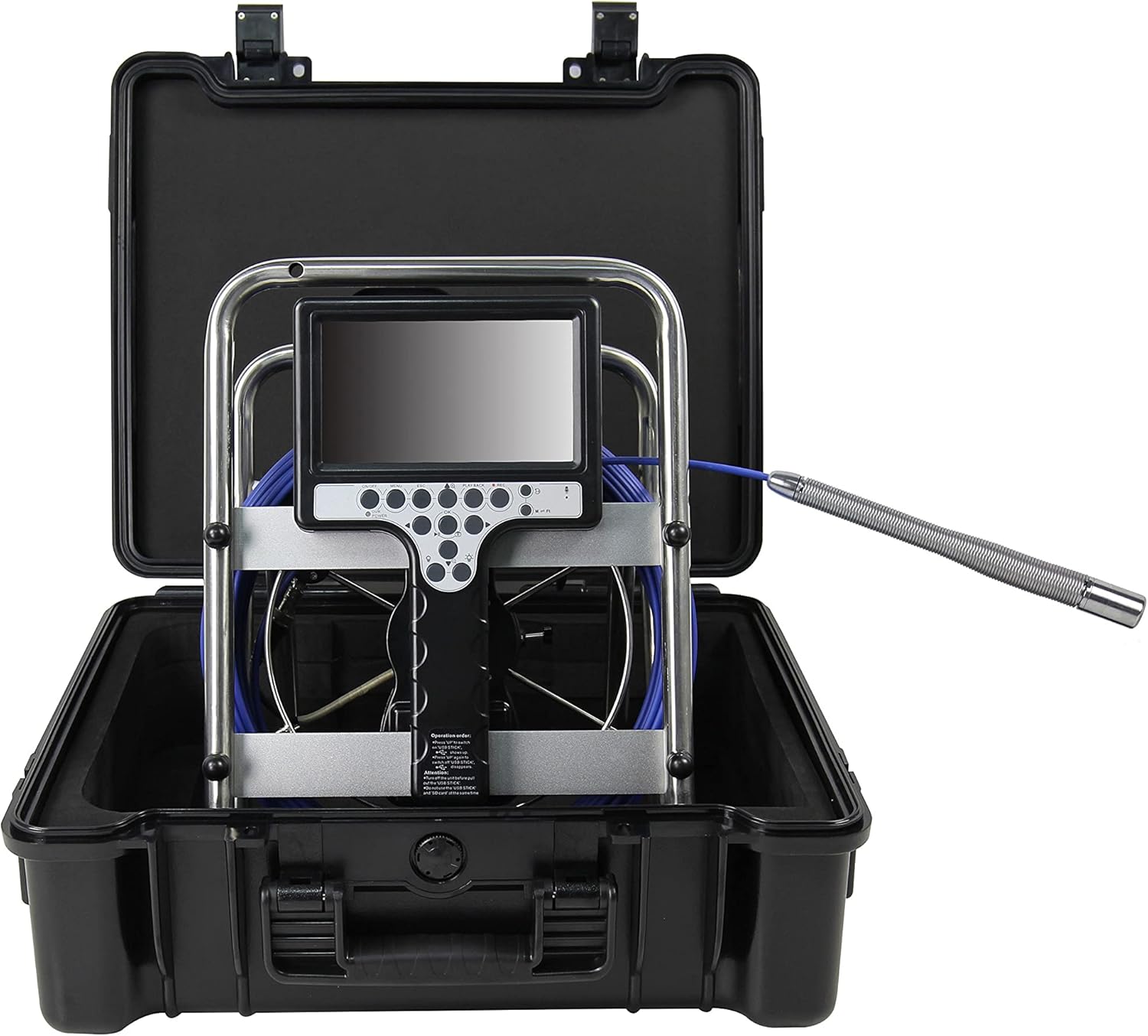Vividia VS-22330plus Self-Leveling Built-in 512Hz Sonde All-in-One Pipe Sewer Drain Tube Video Inspection Camera with 7" Portable Screen 98ft (30m) Push-Rod Cable and 23mm (0.91") Waterproof Camera