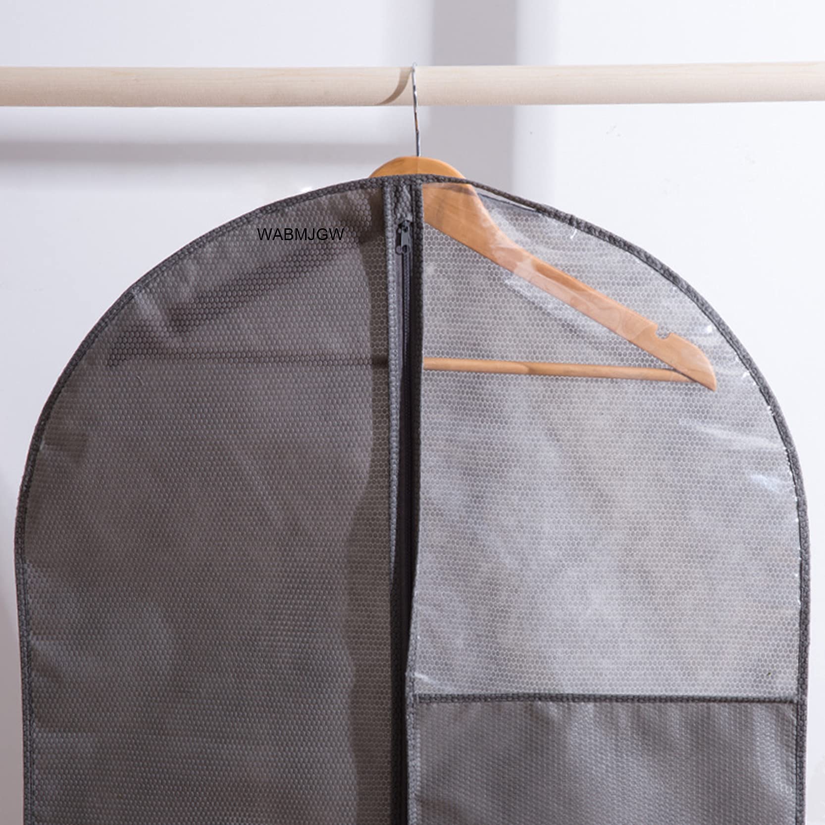 Fundas de Ropa Transpirables con Cremallera ，Fundas para Bolsas de Ropa no Tejidas Suaves 6 Piezas,Bolsa de Traje para Tela de Almacenamiento con Ventana de PVC Transparente,Grey-60x110cm