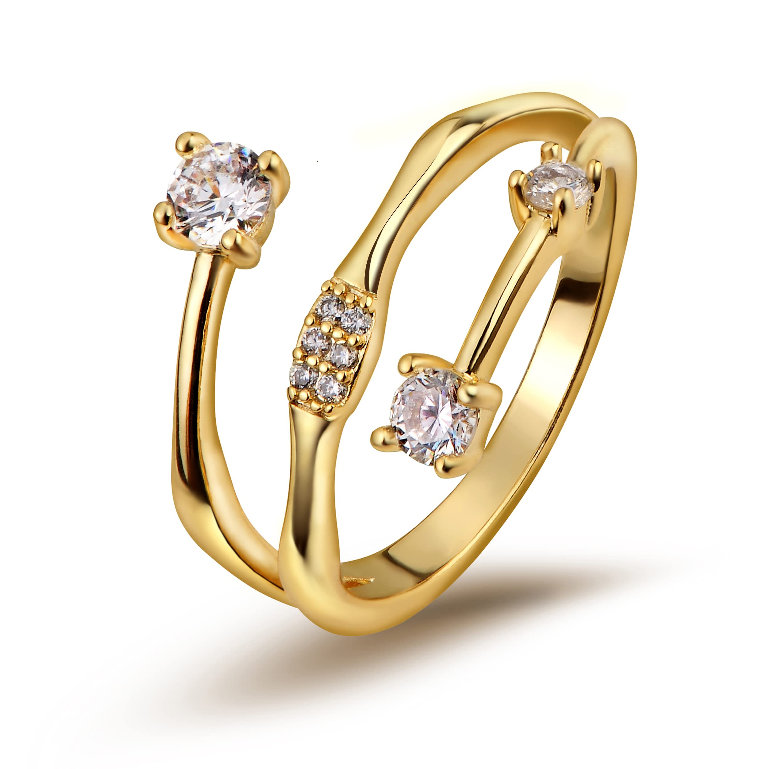 YeGieonr18K Gold Plated Rings for Women, Cubic Zirconia Wrap Gold Ring Statement Jewelry Gifts