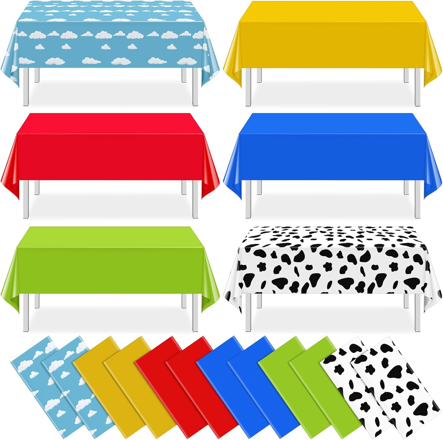 12 Pack Blue Sky and White Cloud Tablecloth Cartoon Story
