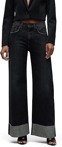 HUDSON Women's Jodie Petite High Rise Loose Fit Wide Leg Jean, Milano Noir, 24