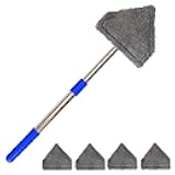 Windshield Squeegee Car Cleaning Tool, Equipped with 4 Reusable and Washable Ultra-Fine Fiber Pads, 13-16.7 inches Extendable Handle Can Rotate 180° Suitable for Car Glass and Household Windows