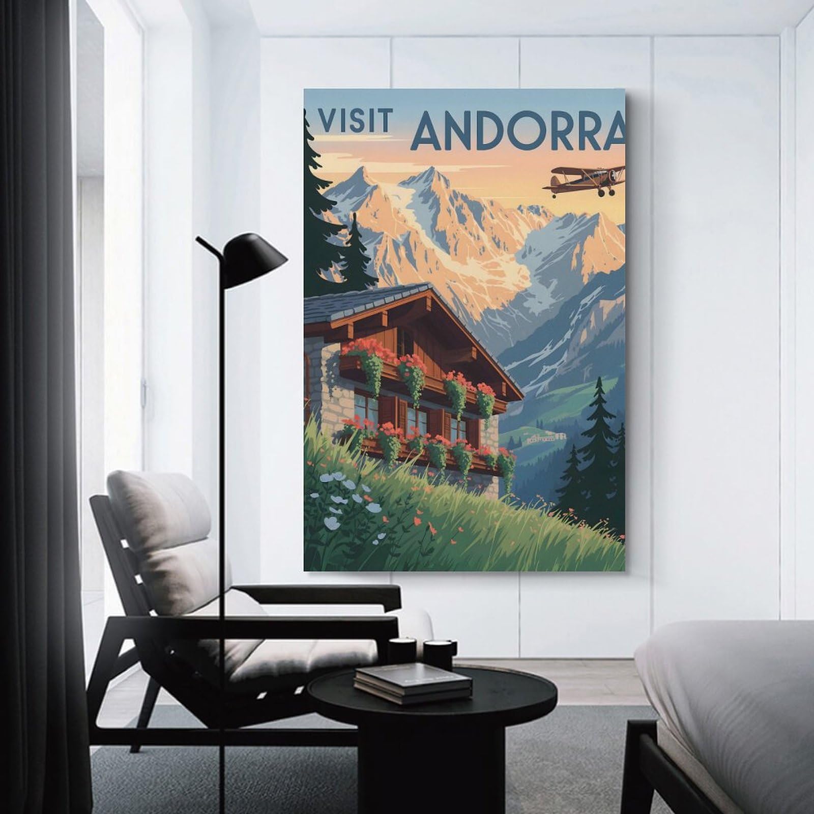 Junmoney Visit Andorra Travel Wall Decor Canvas Print 20x30inch(50x75cm), for Study, Office Or Apartment Decor, A Wall Art Gift for Fresh Interiors