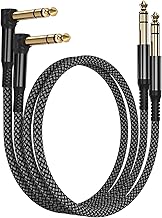 RUXELY 6.35mm Stereo Audio Jack Cable (1M/2 Pack) Angled Cord TRS Instrument 1/4 Male to Male Right Angle for Electric Guitar, Bass, Keyboard, Mixer, Amplifier, Speaker